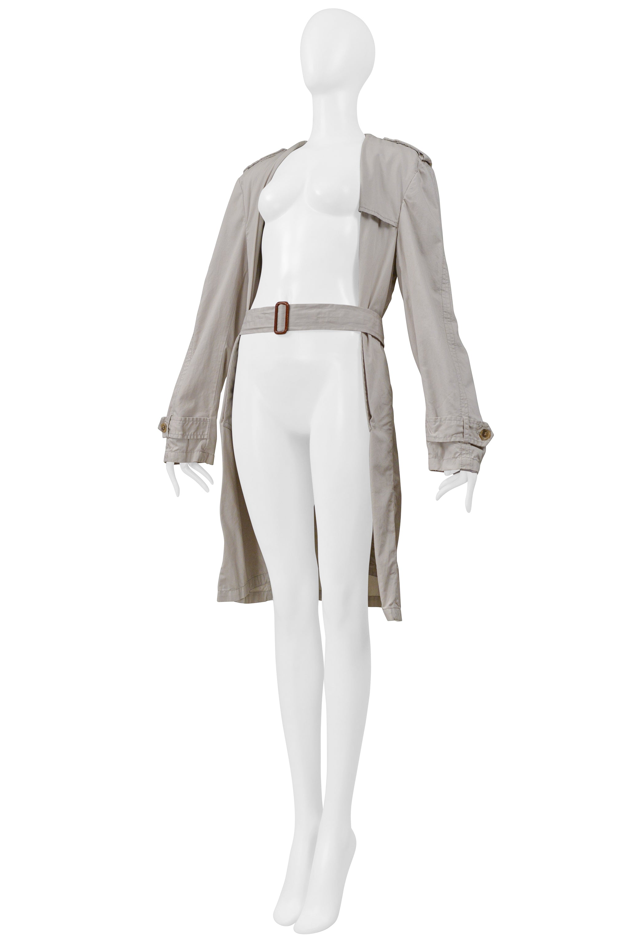 MAISON MARTIN MARGIELA KHAKI DECONSTRUCTED AND FOLDED TRENCH COAT WITH HIDDEN LAPELS 2001