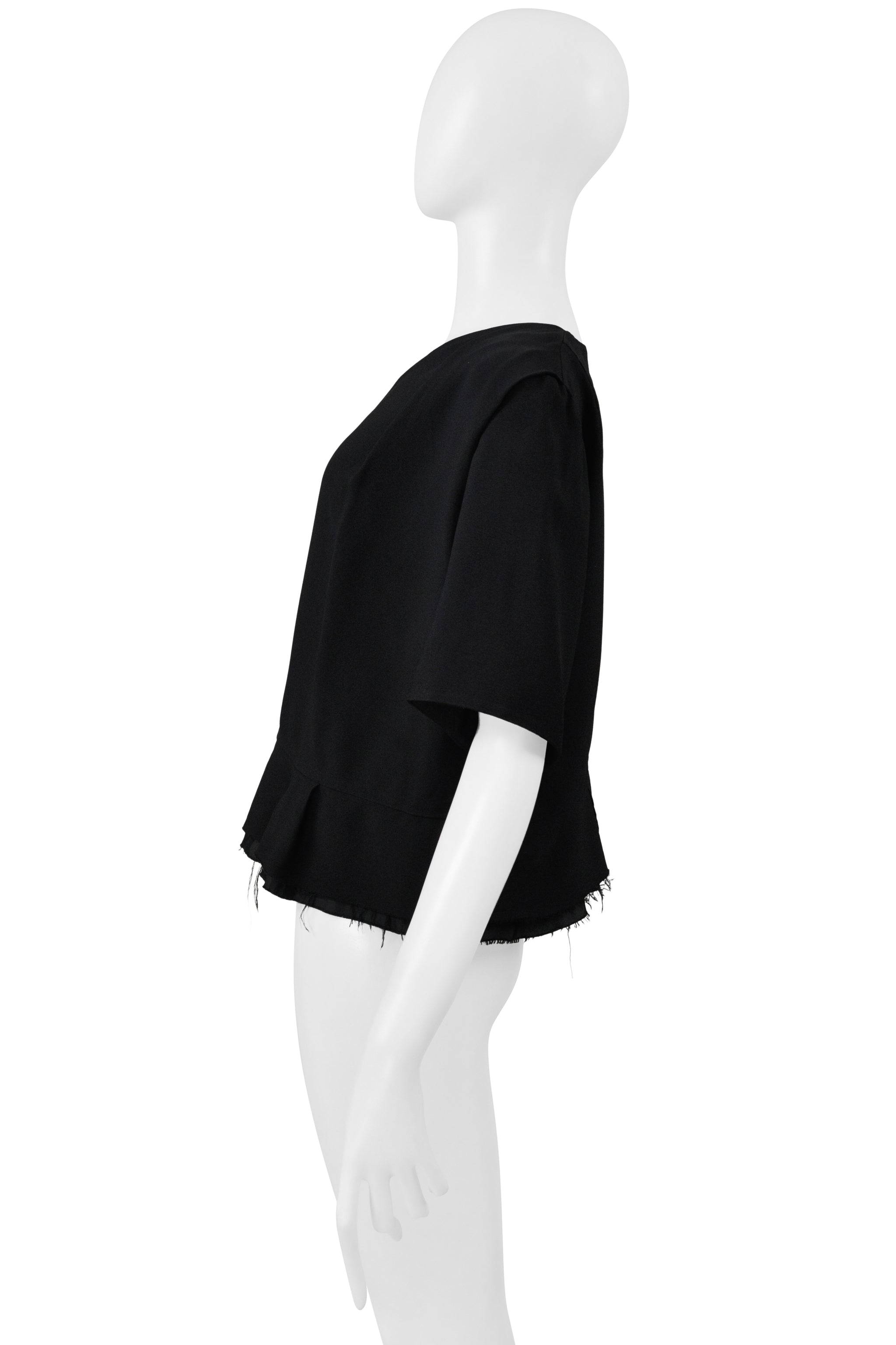 MAISON MARTIN MARGIELA BLACK SHORT SLEEVED V NECK TOP 2002