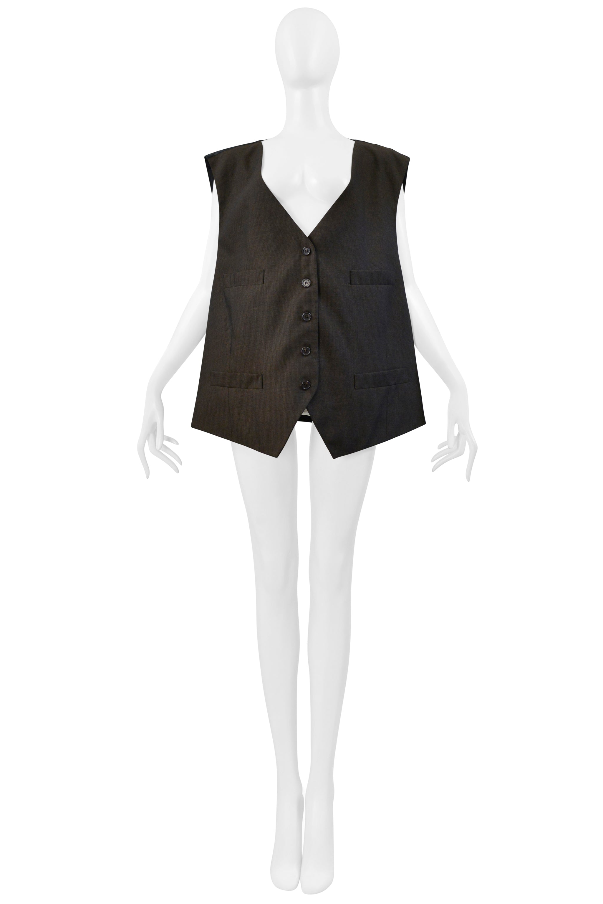 MAISON MARTIN MARGIELA ARTISANAL BROWN VINTAGE FABRIC VEST AW 2000