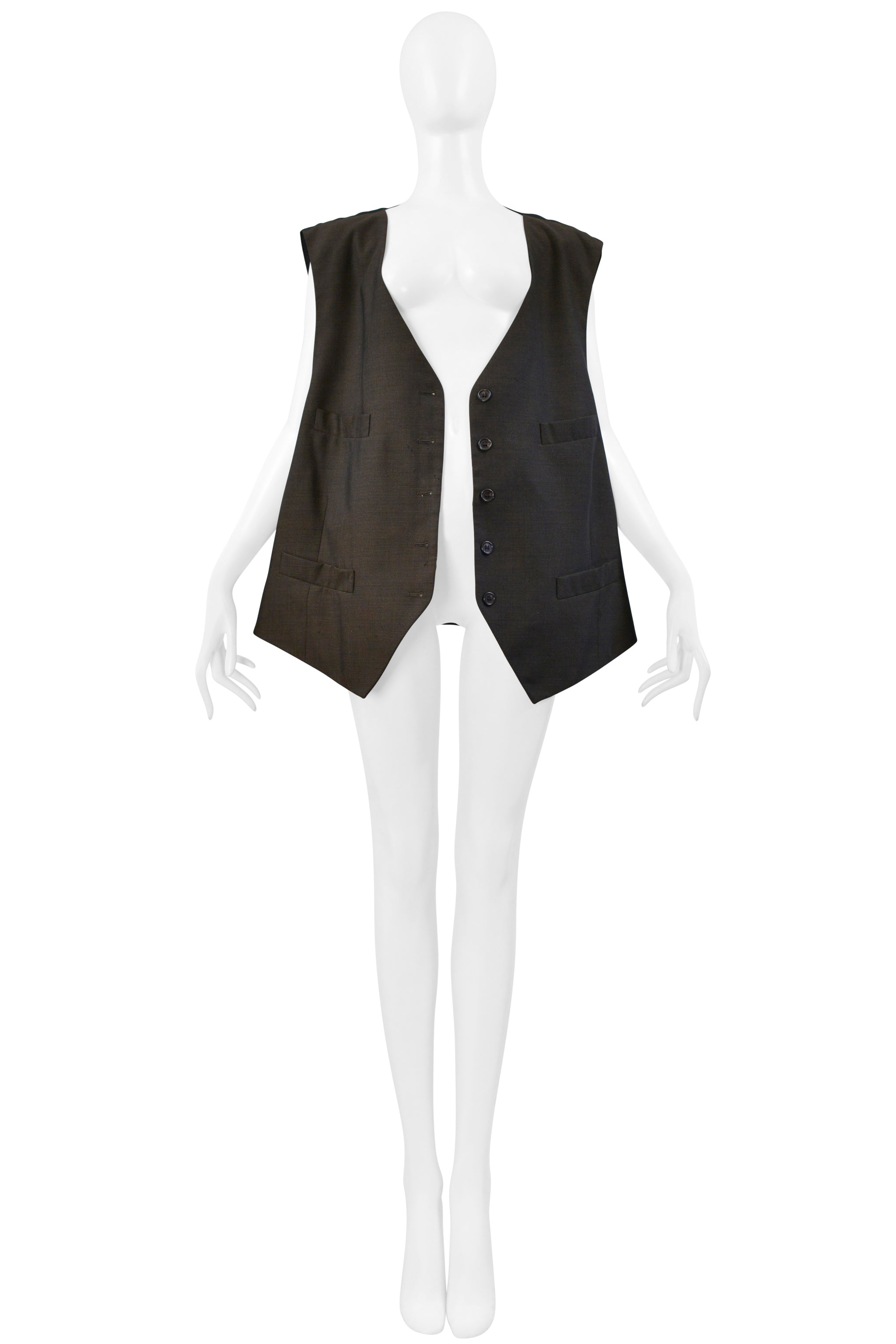 MAISON MARTIN MARGIELA ARTISANAL BROWN VINTAGE FABRIC VEST AW 2000