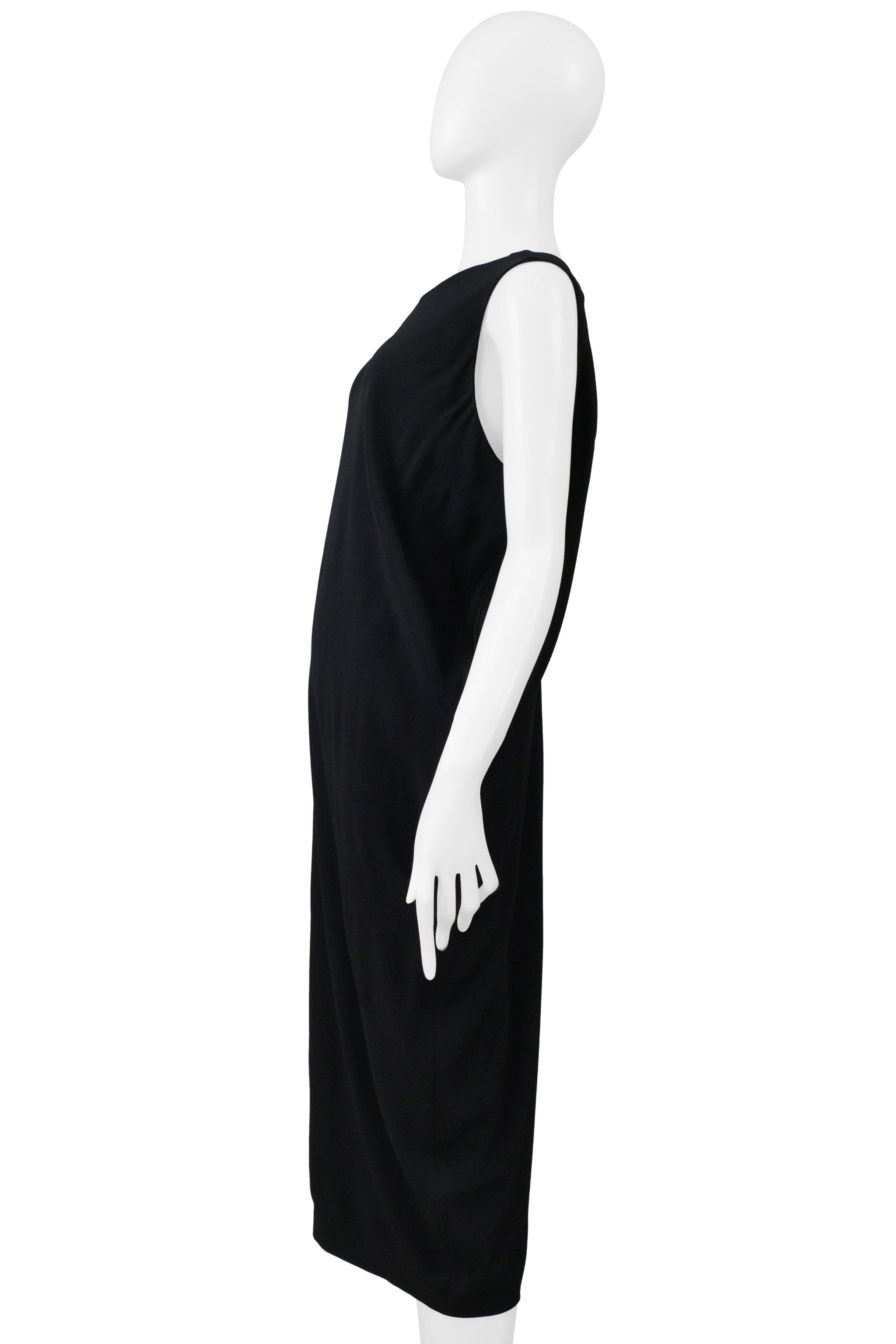 MAISON MARTIN MARGIELA BLACK ASYMMETRICAL SILK DRESS 2000