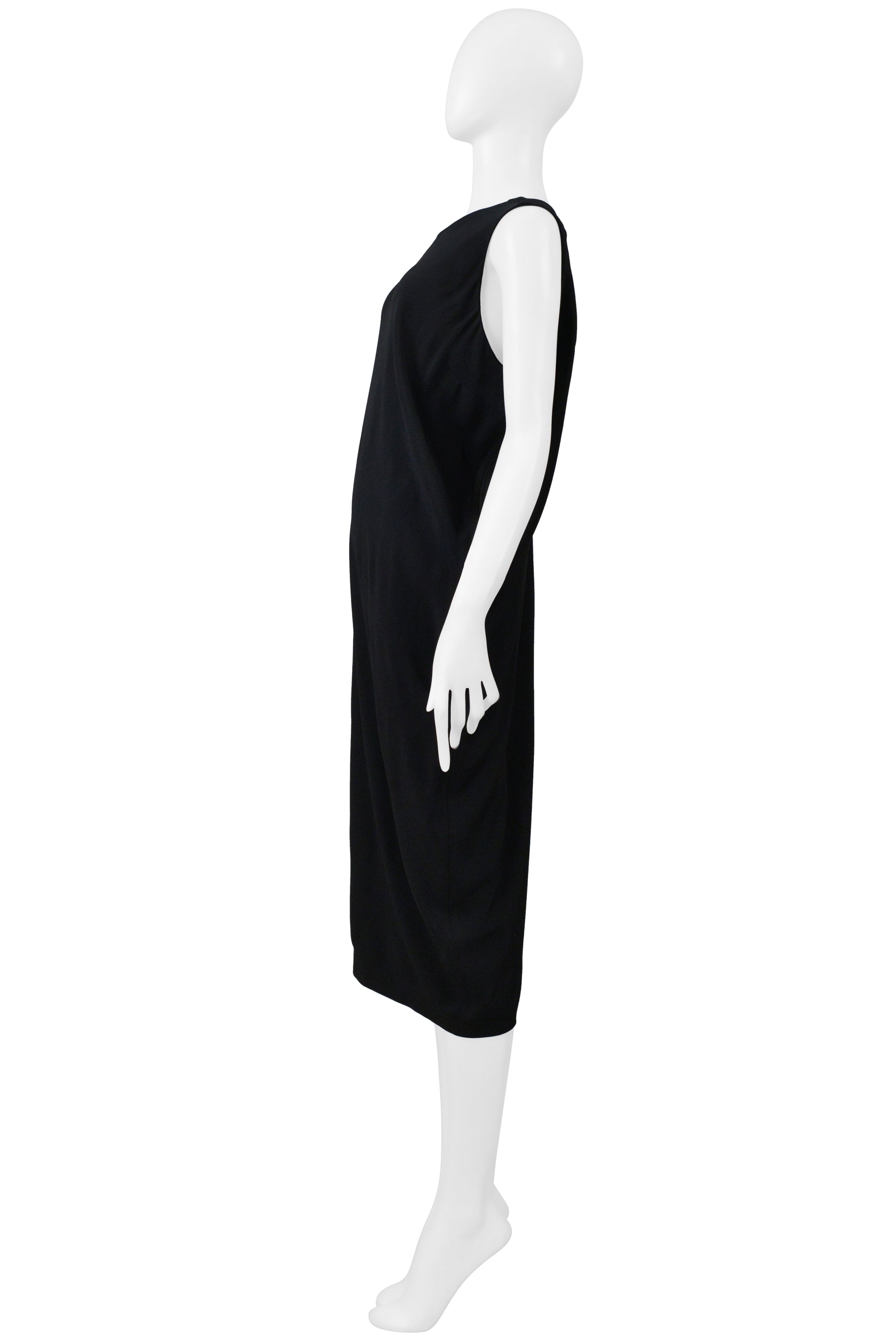MAISON MARTIN MARGIELA BLACK ASYMMETRICAL SILK DRESS 2000
