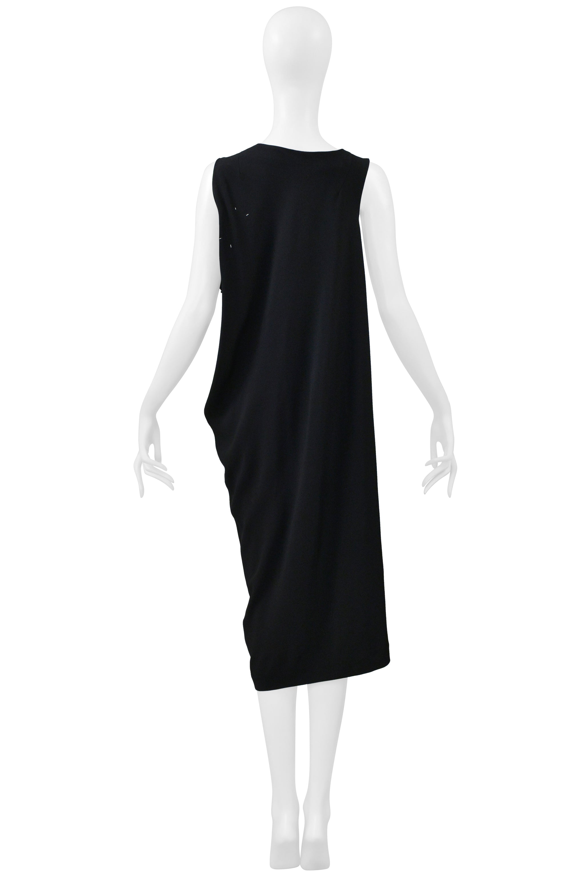 MAISON MARTIN MARGIELA BLACK ASYMMETRICAL SILK DRESS 2000