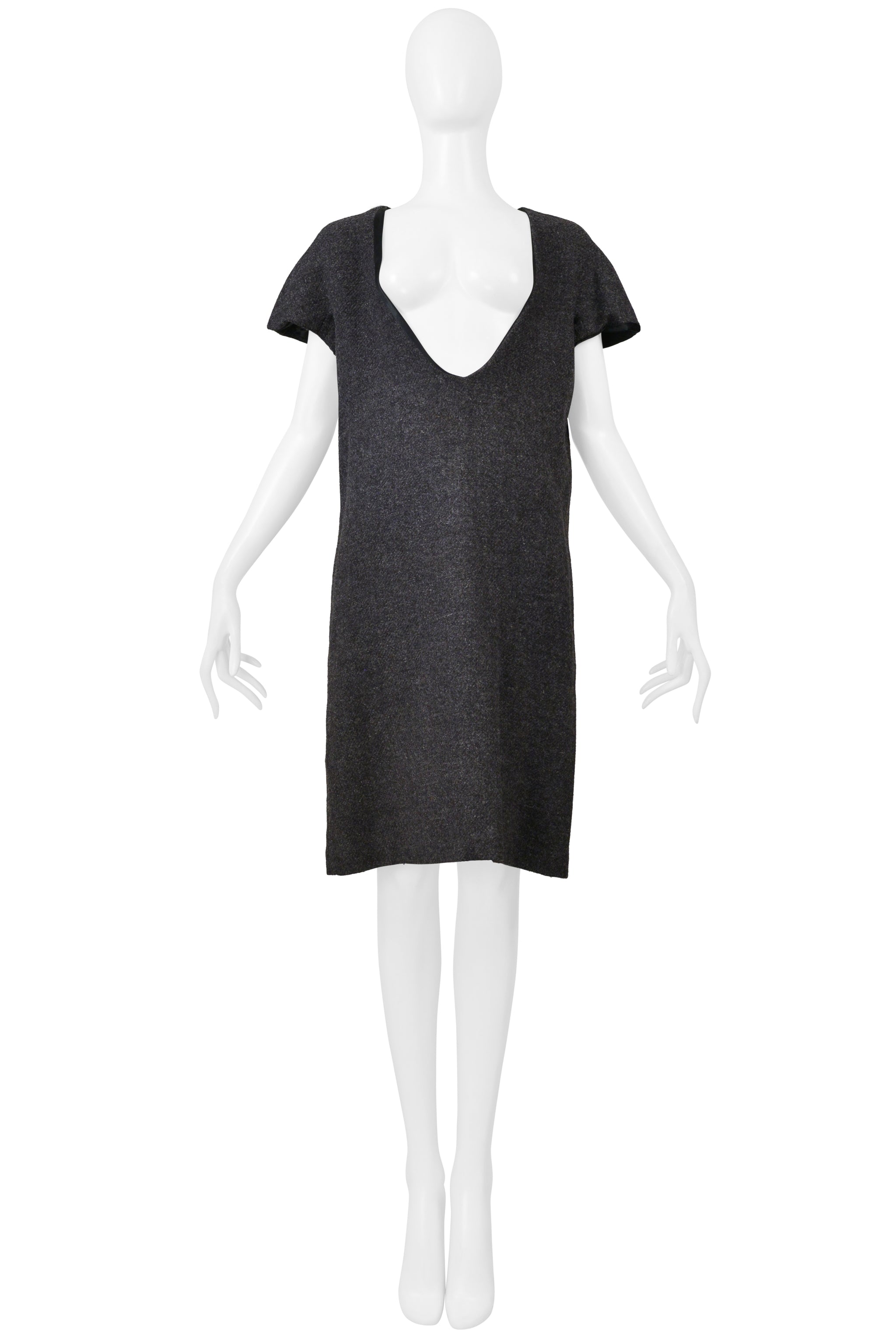 MAISON MARTIN MARGIELA GRAY WOOL DRESS WITH WIDE NECKLINE 1996
