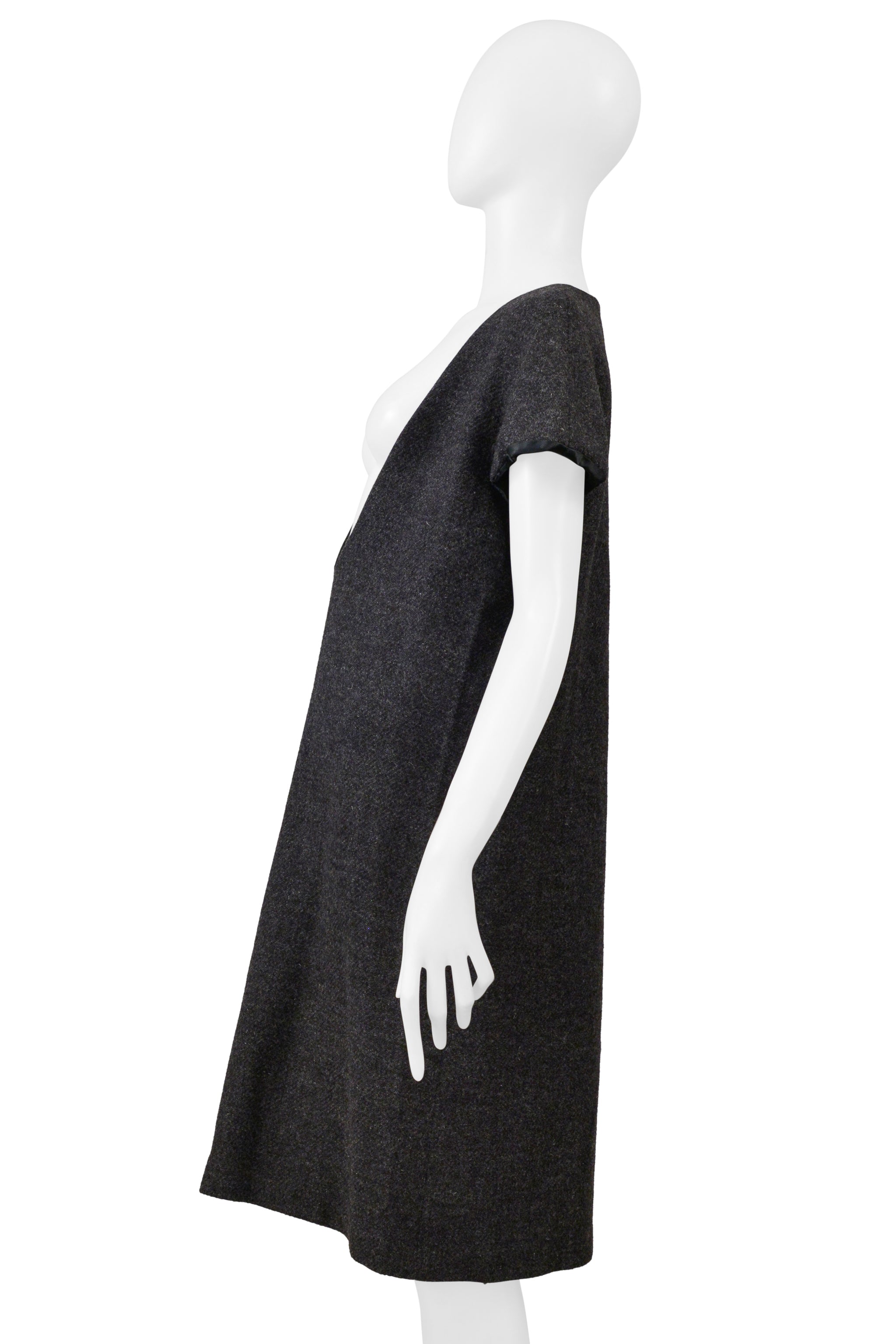 MAISON MARTIN MARGIELA GRAY WOOL DRESS WITH WIDE NECKLINE 1996