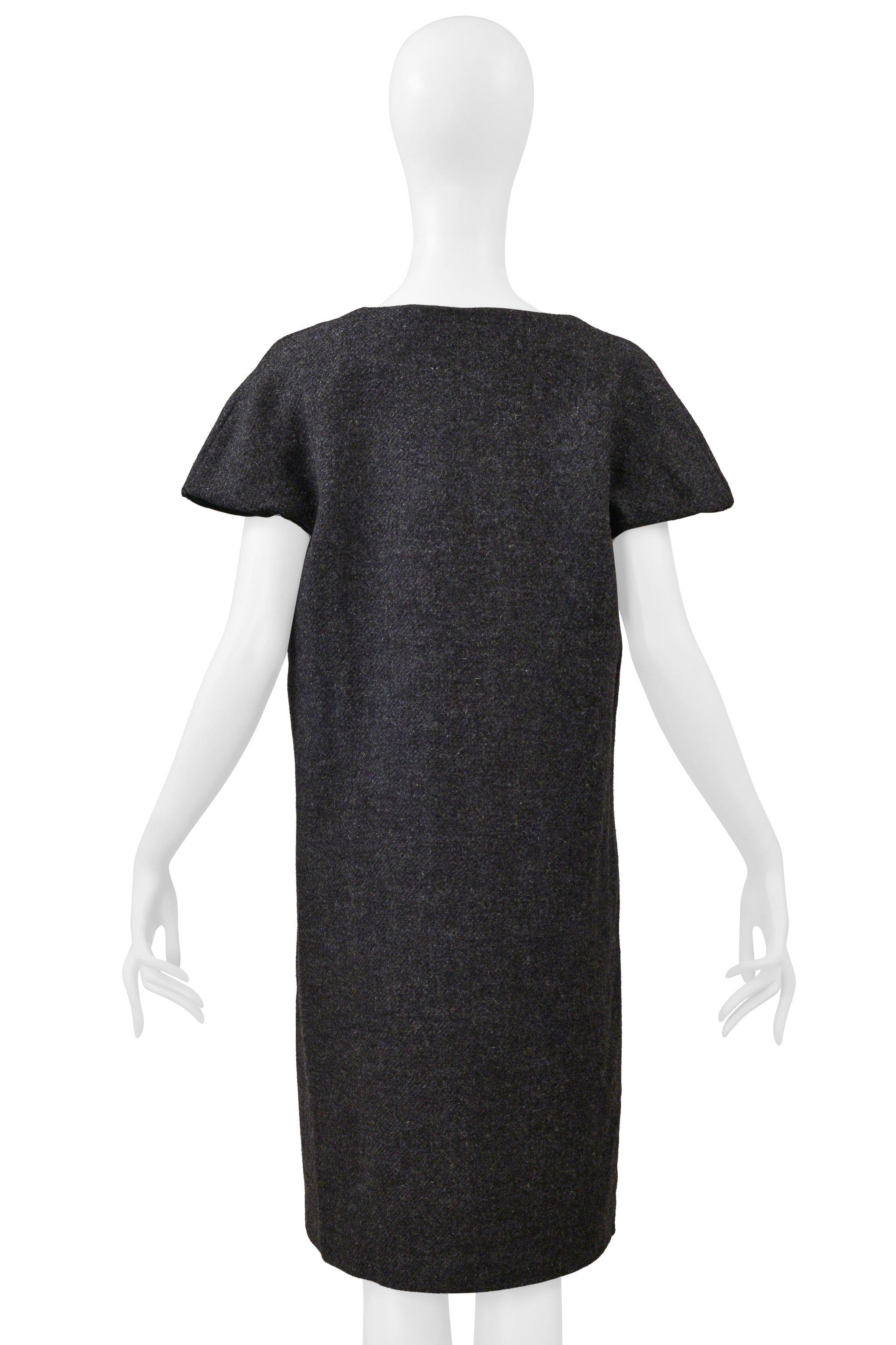 MAISON MARTIN MARGIELA GRAY WOOL DRESS WITH WIDE NECKLINE 1996