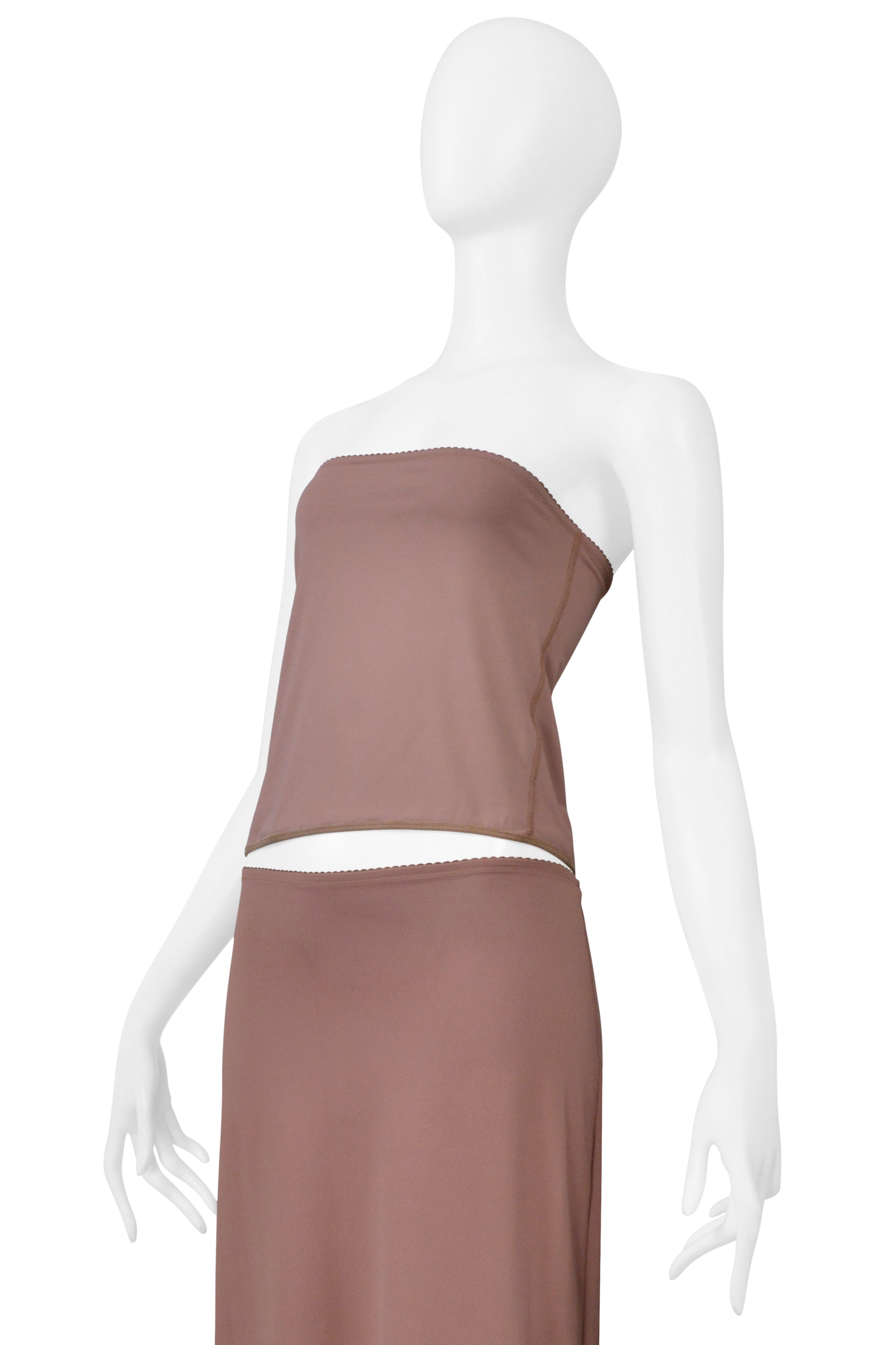 MAISON MARTIN MARGIELA NUDE BROWN SKIRT ENSEMBLE SS 2000