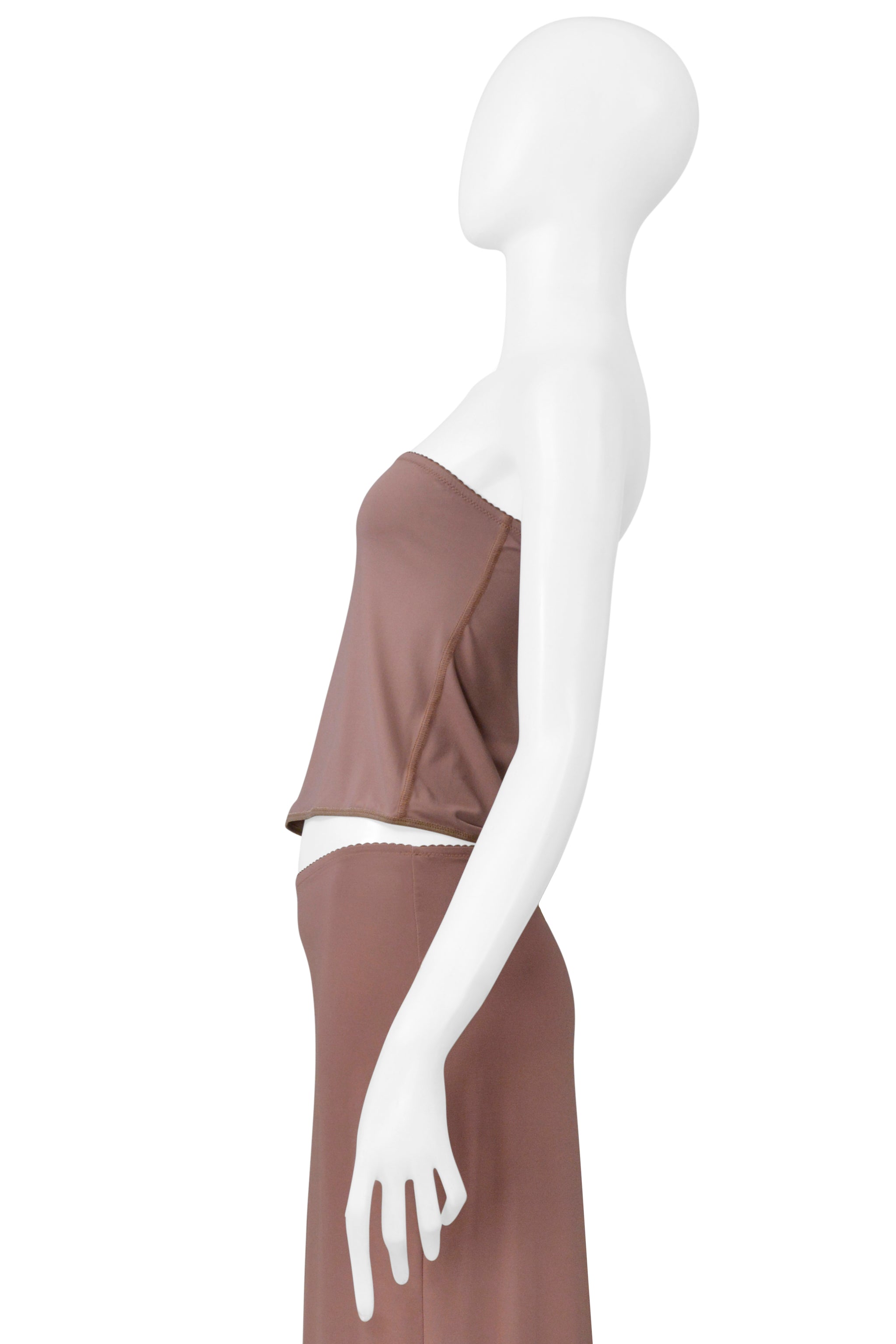 MAISON MARTIN MARGIELA NUDE BROWN SKIRT ENSEMBLE SS 2000