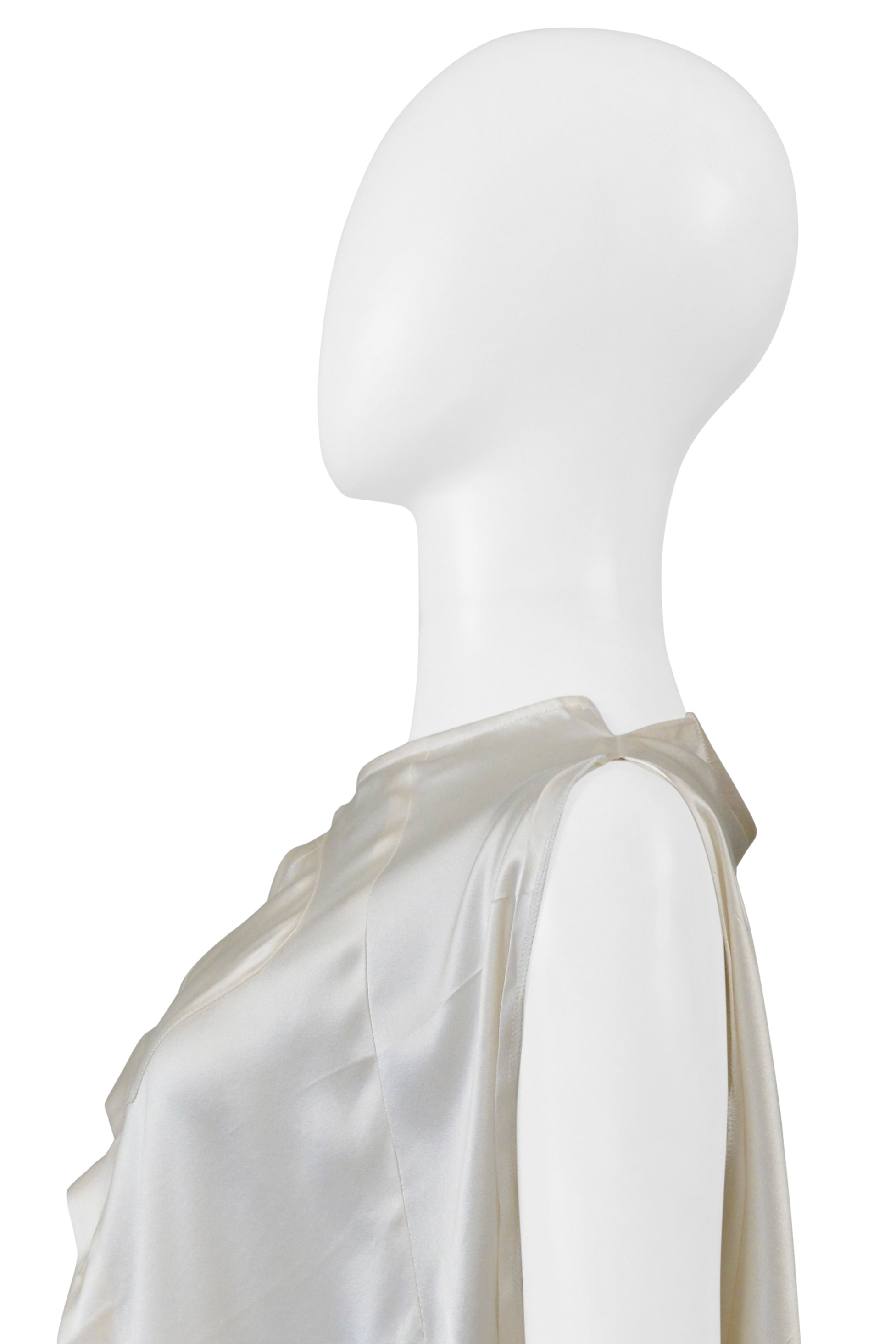 MAISON MARTIN MARGIELA OFF WHITE SILK SLEEVELESS BLOUSE WITH OPEN SIDES 2005