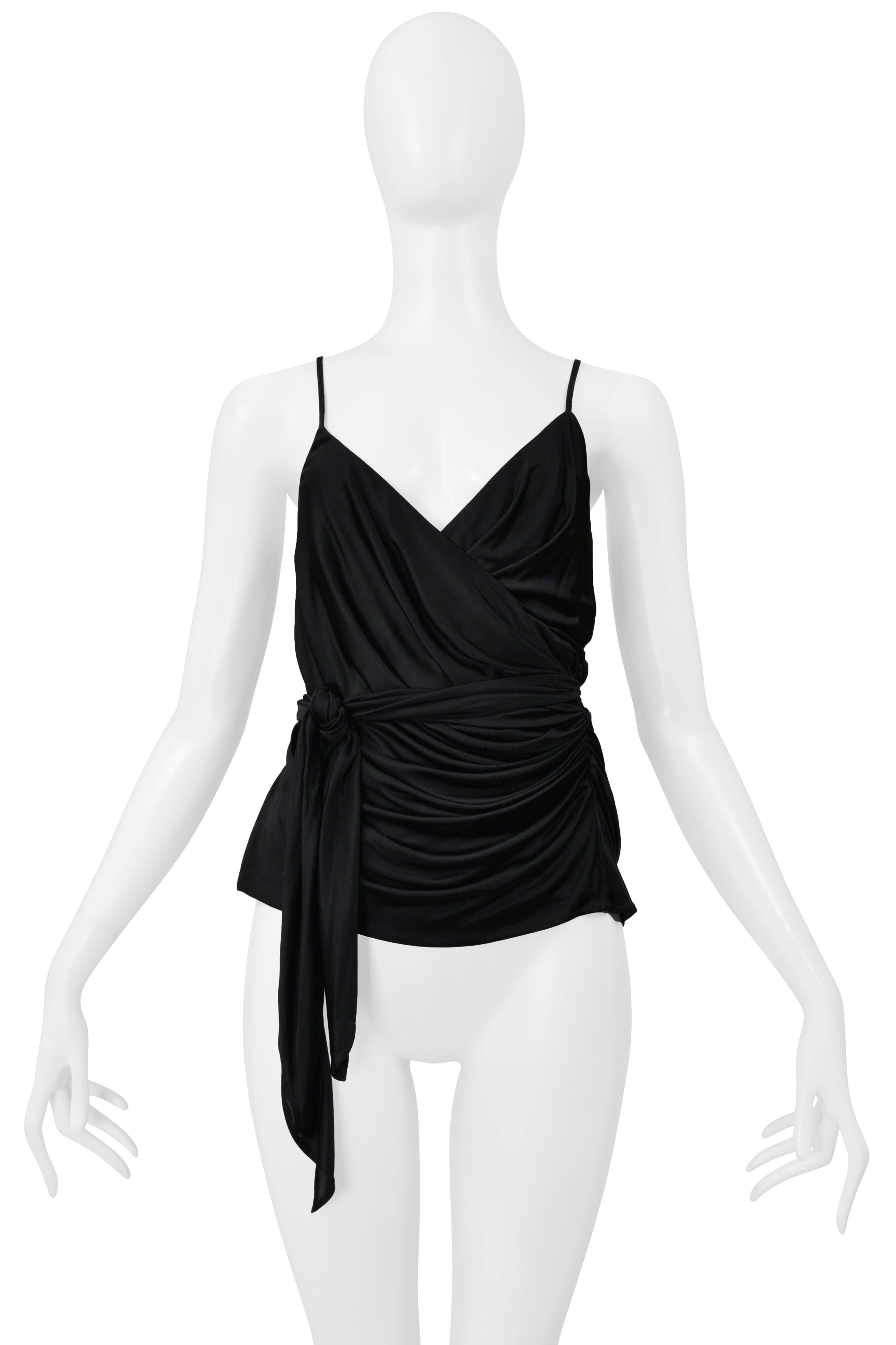 ALEXANDER MCQUEEN BLACK JERSEY DRAPED GODDESS TOP 2006