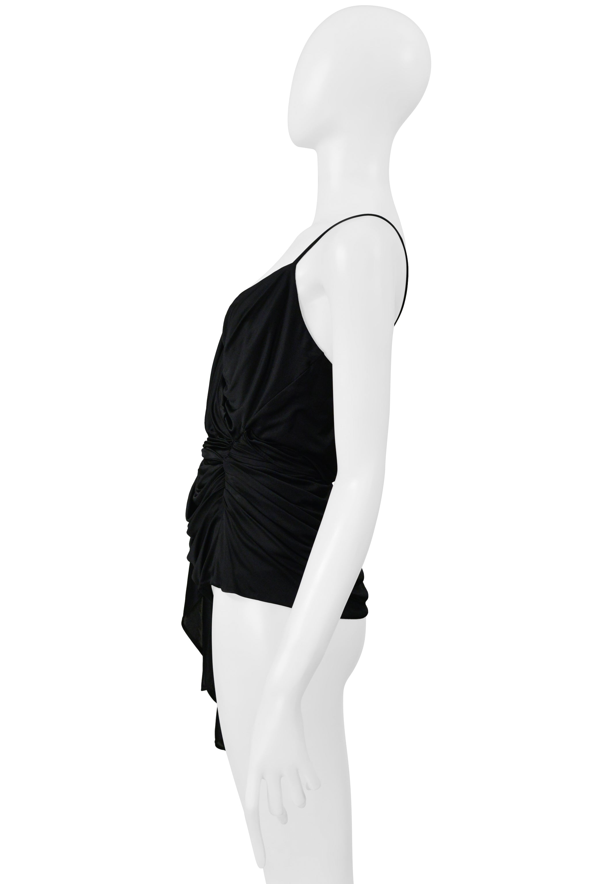 ALEXANDER MCQUEEN BLACK JERSEY DRAPED GODDESS TOP 2006