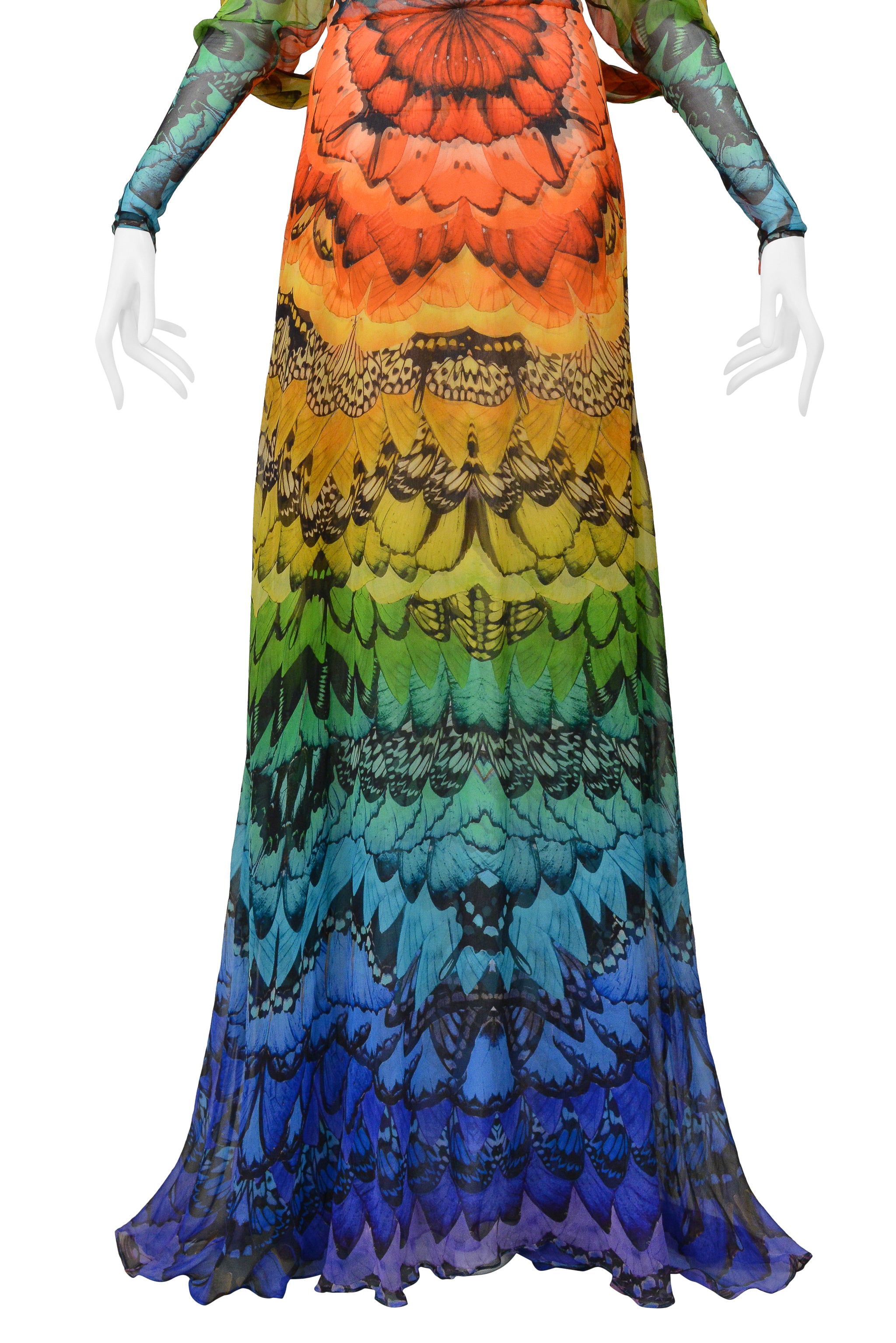 ALEXANDER MCQUEEN LA DAME BLEUE COLLECTION RAINBOW BUTTERFLY GOWN 2008