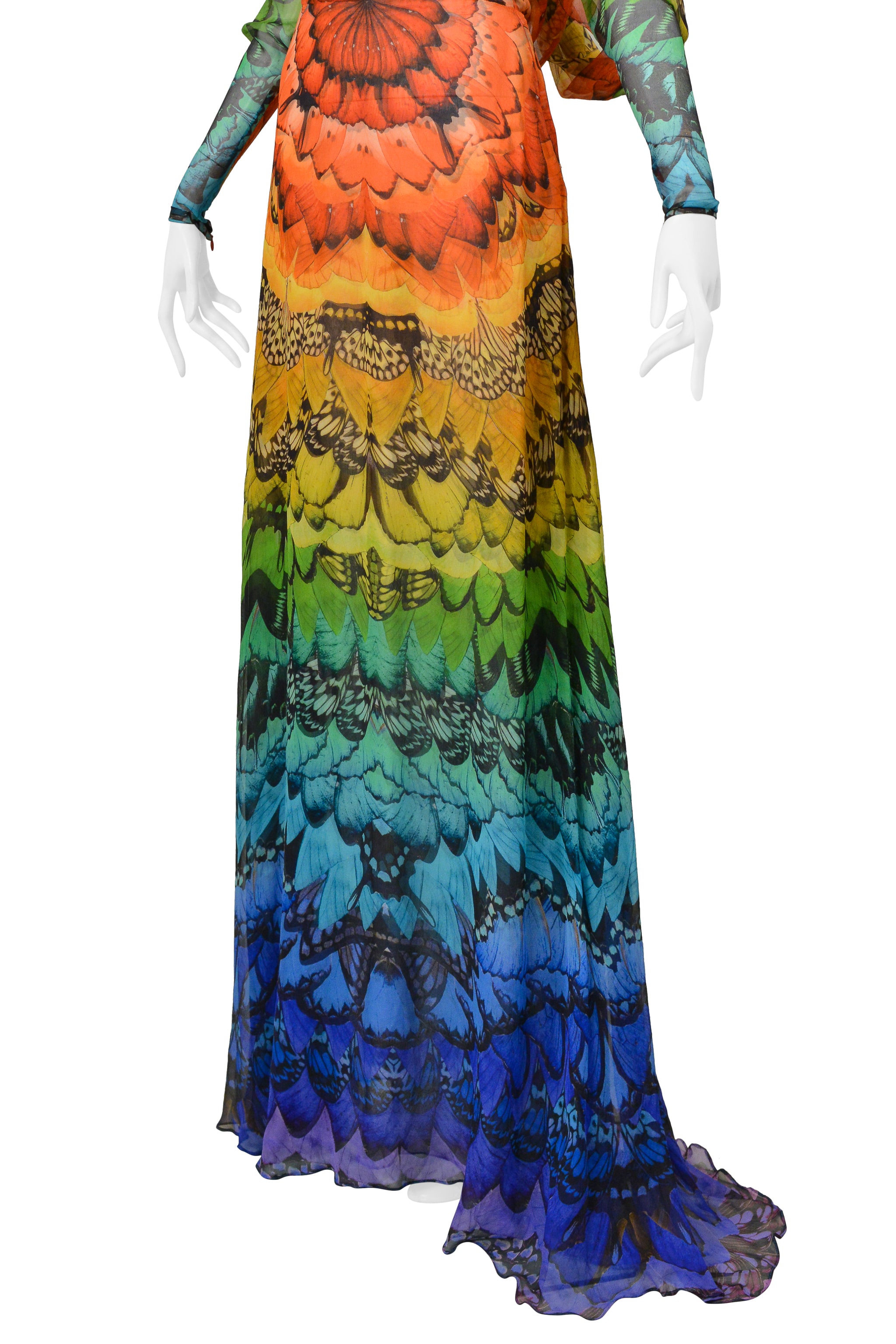 ALEXANDER MCQUEEN LA DAME BLEUE COLLECTION RAINBOW BUTTERFLY GOWN 2008