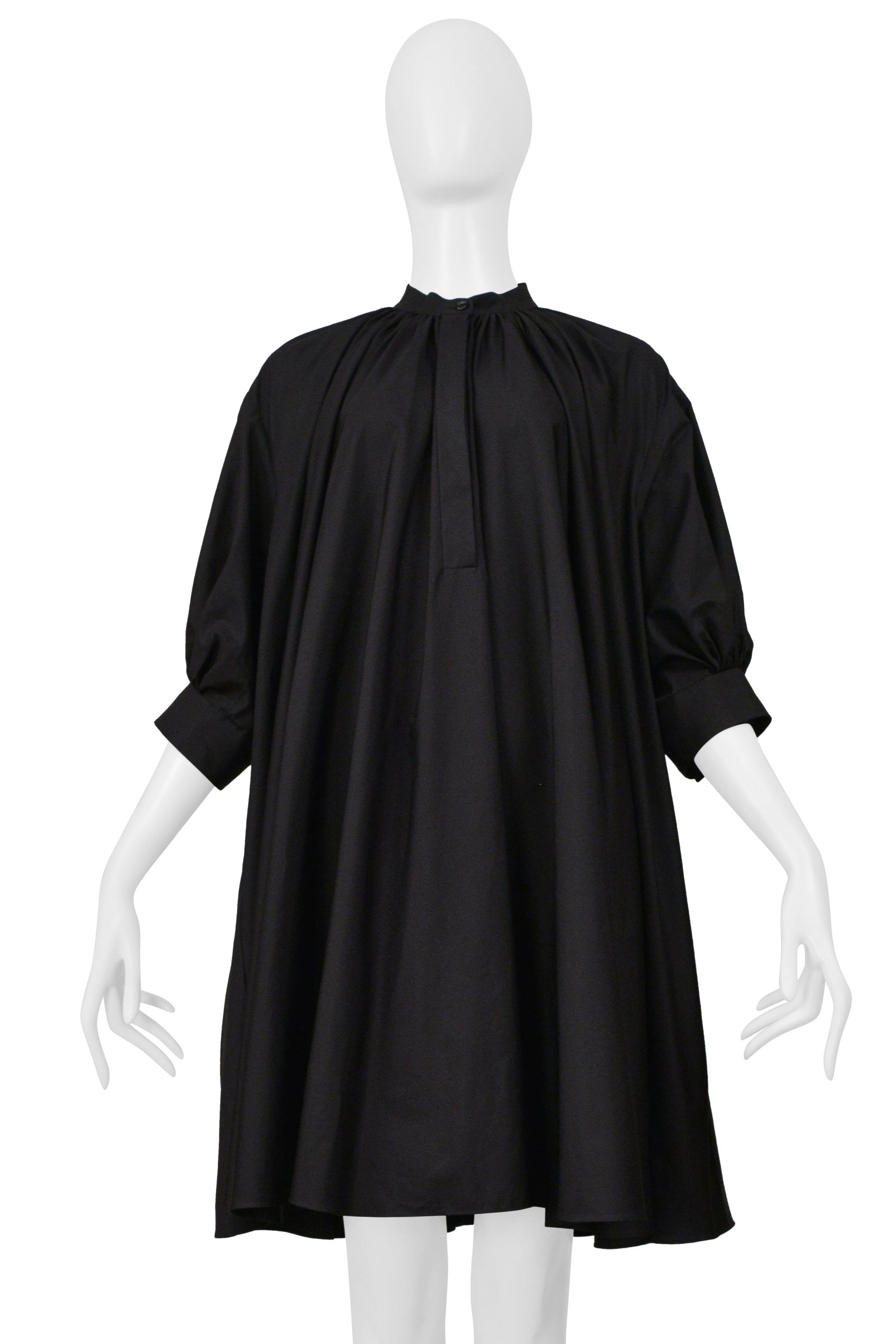 ALEXANDER MCQUEEN BLACK COTTON SHIRT DRESS 2021