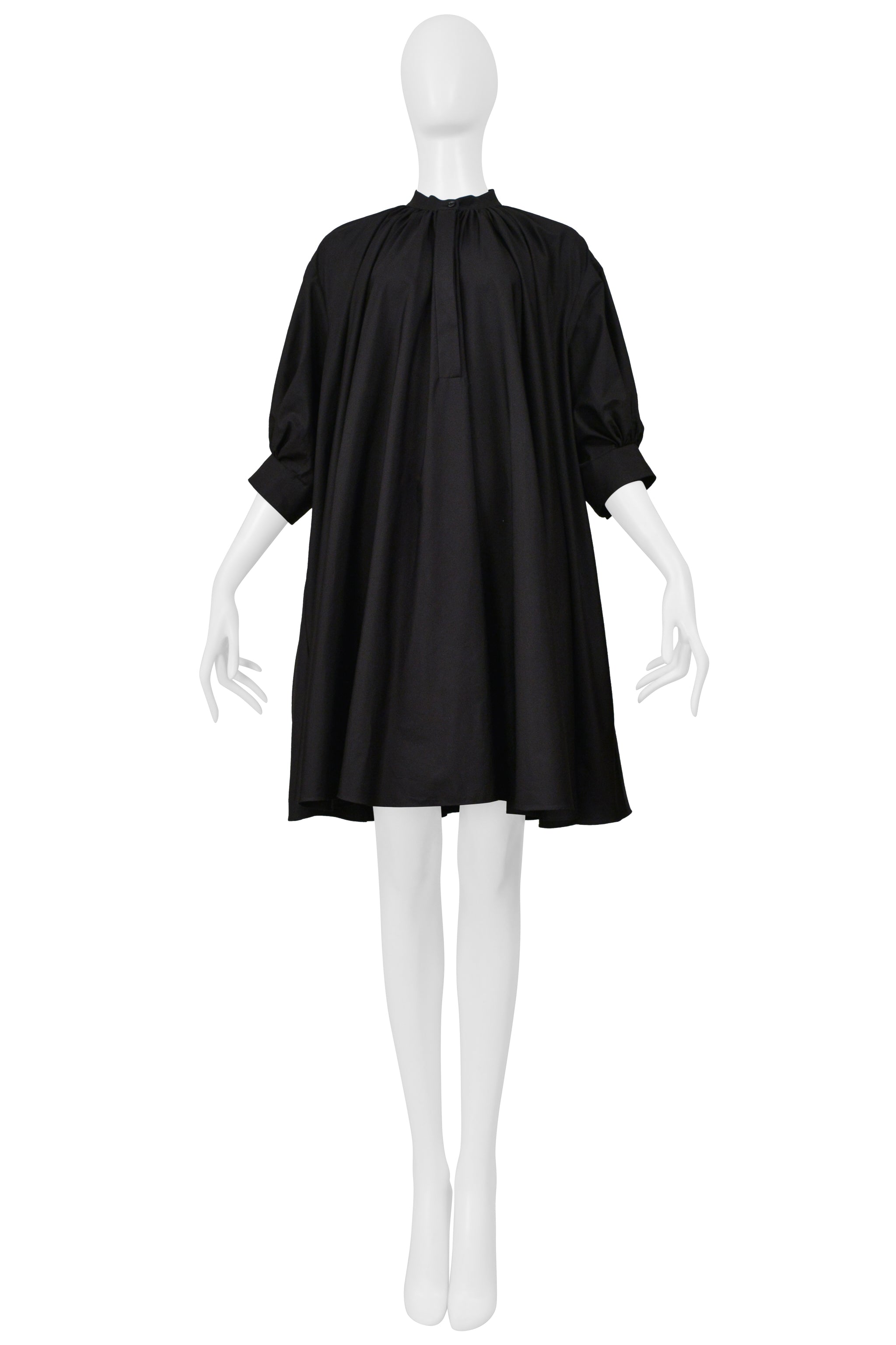 ALEXANDER MCQUEEN BLACK COTTON SHIRT DRESS 2021