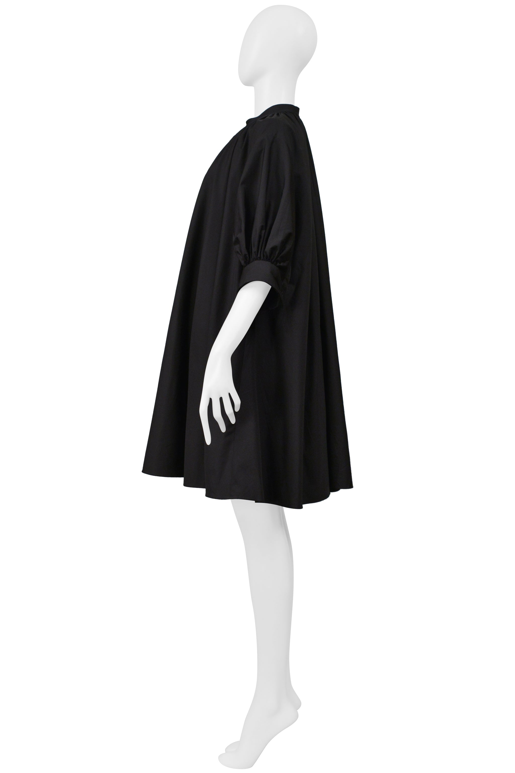 ALEXANDER MCQUEEN BLACK COTTON SHIRT DRESS 2021