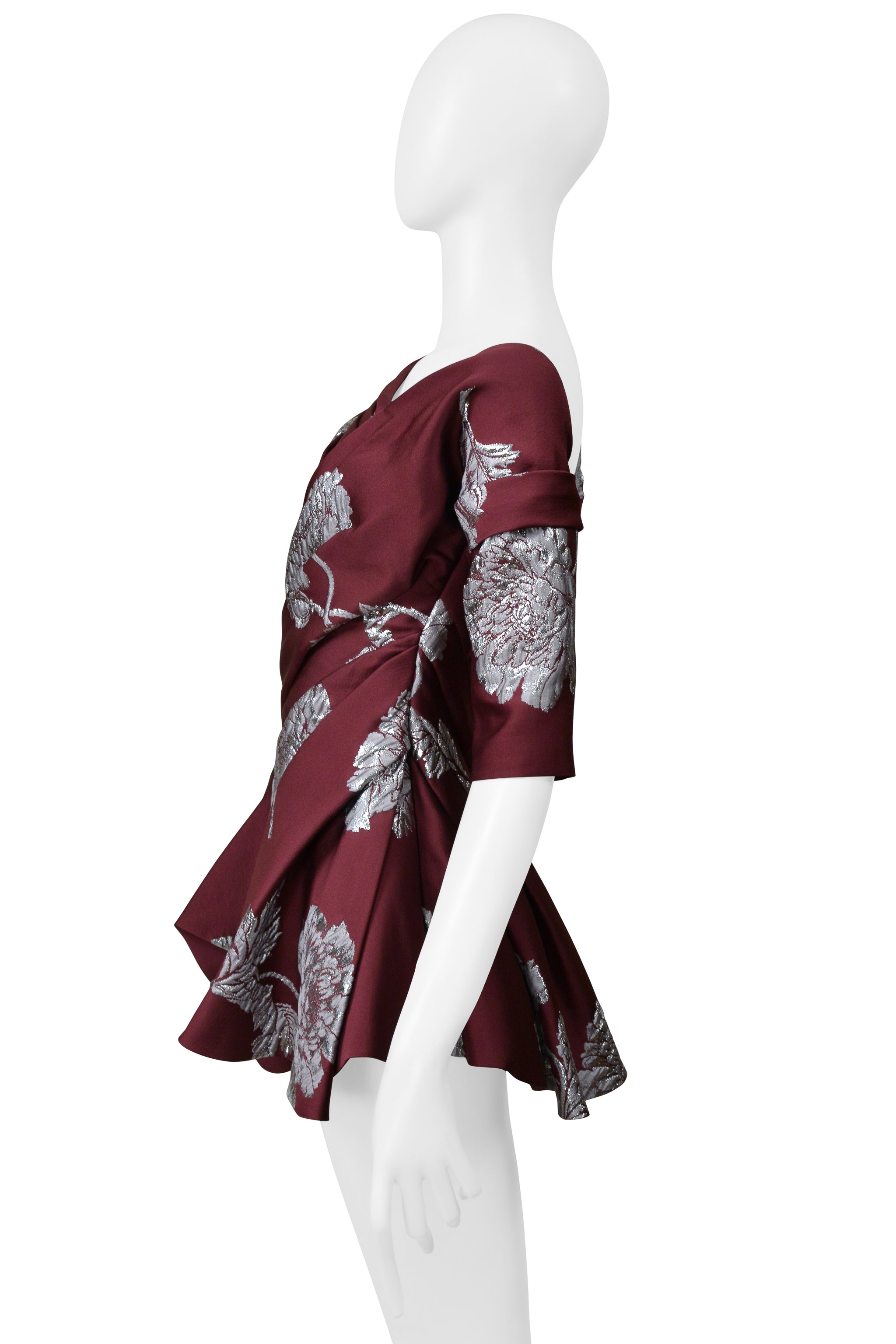 ALEXANDER MCQUEEN PURPLE PEPLUM TOP WITH SILVER FLOWERS 2019