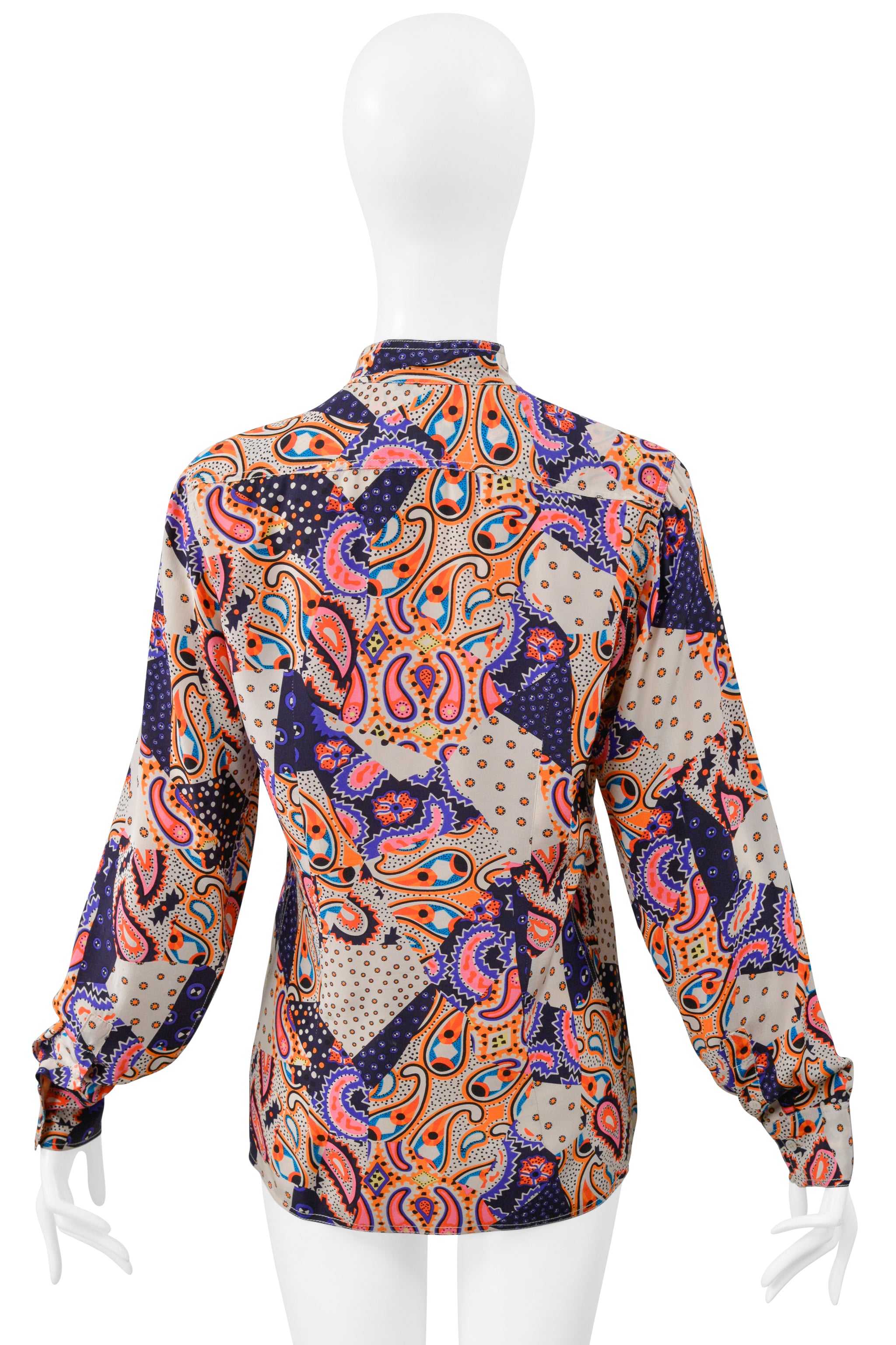 MIU MIU MULTICOLOR PAISLEY LONG SLEEVE BLOUSE TOP