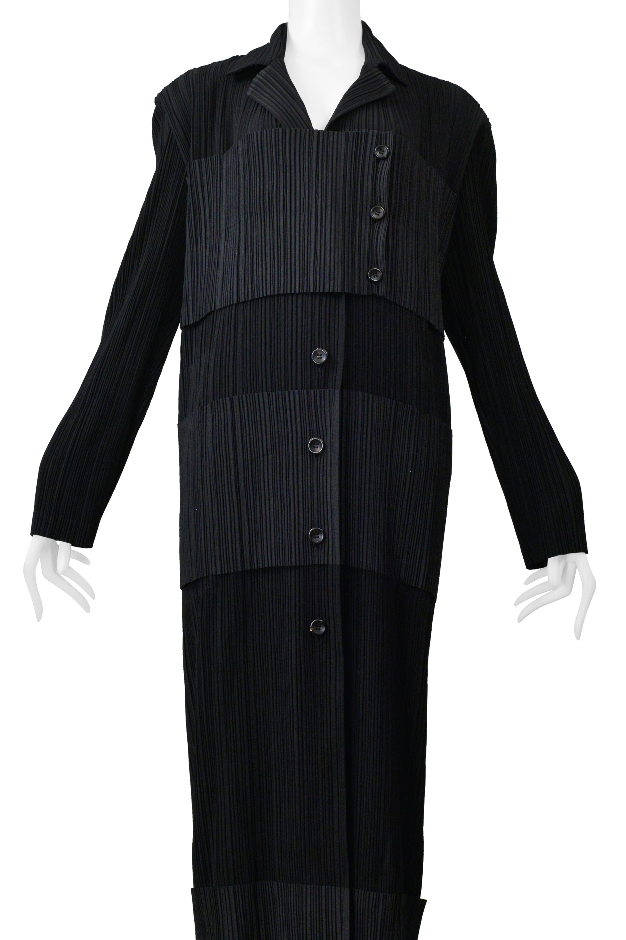 ISSEY MIYAKE BLACK TUXEDO PLEATED DRESS 1998-1999