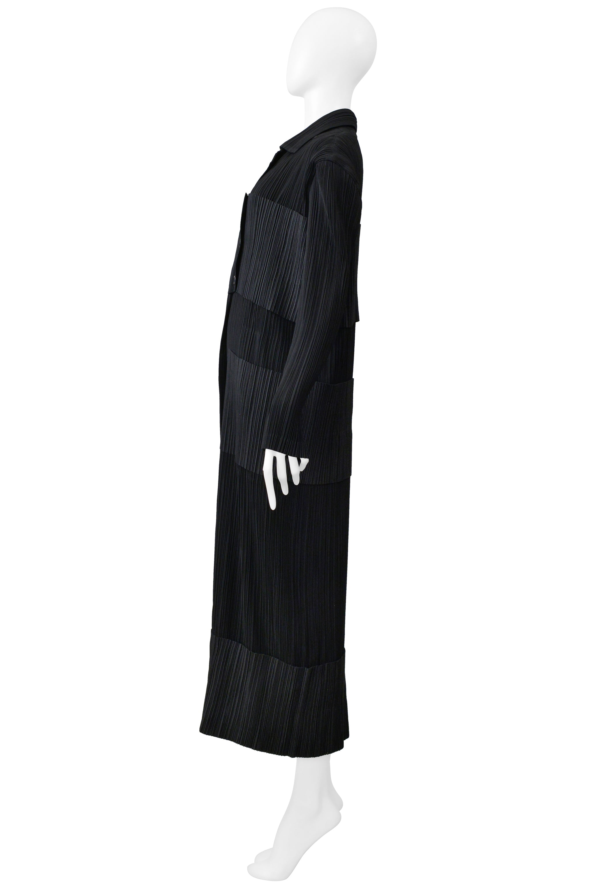 ISSEY MIYAKE BLACK TUXEDO PLEATED DRESS 1998-1999
