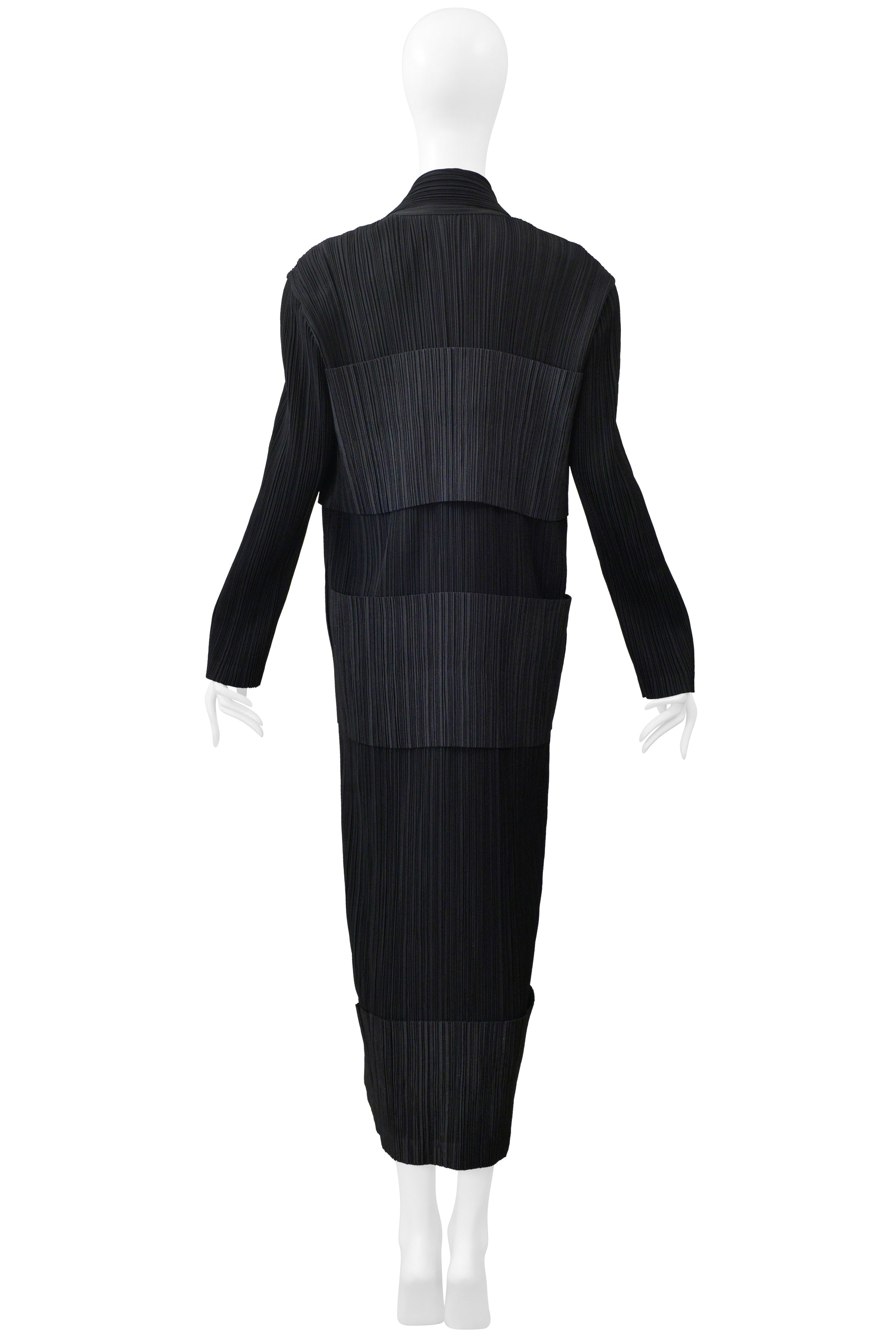 ISSEY MIYAKE BLACK TUXEDO PLEATED DRESS 1998-1999