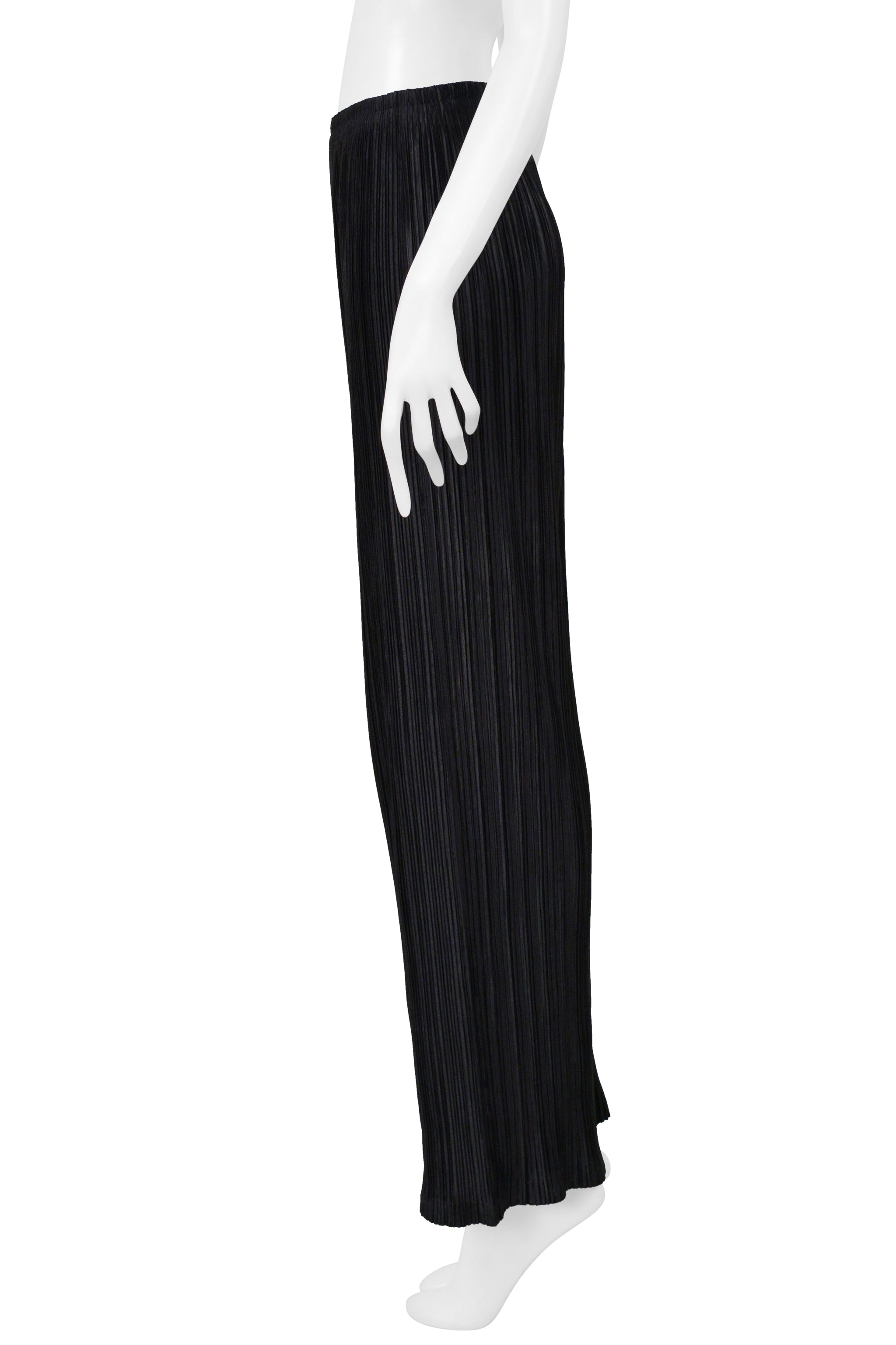 ISSEY MIYAKE 1998-99 PLEATS DI MIYAKE BLACK PLEATED STRAIGHT PANTS