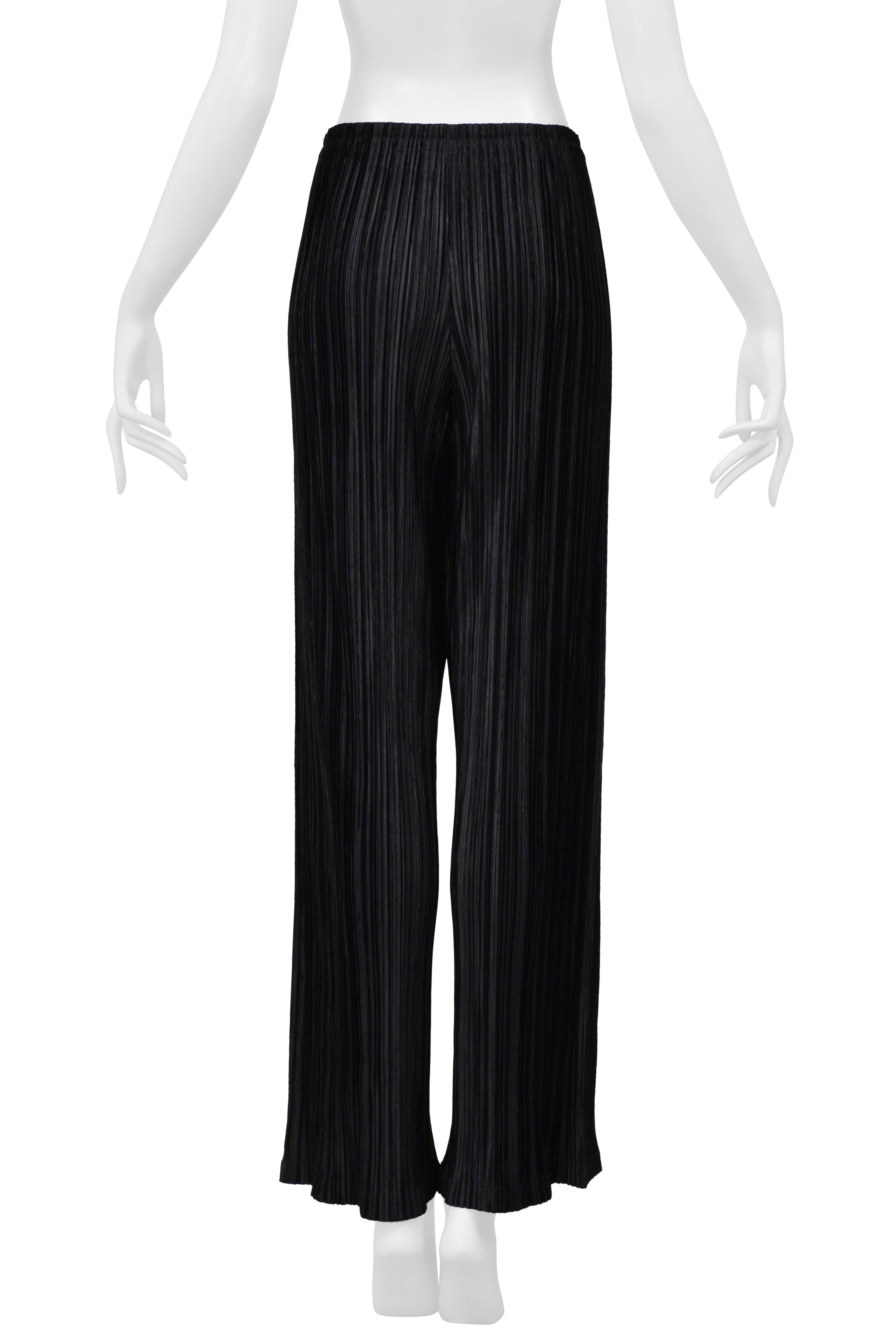 ISSEY MIYAKE 1998-99 PLEATS DI MIYAKE BLACK PLEATED STRAIGHT PANTS