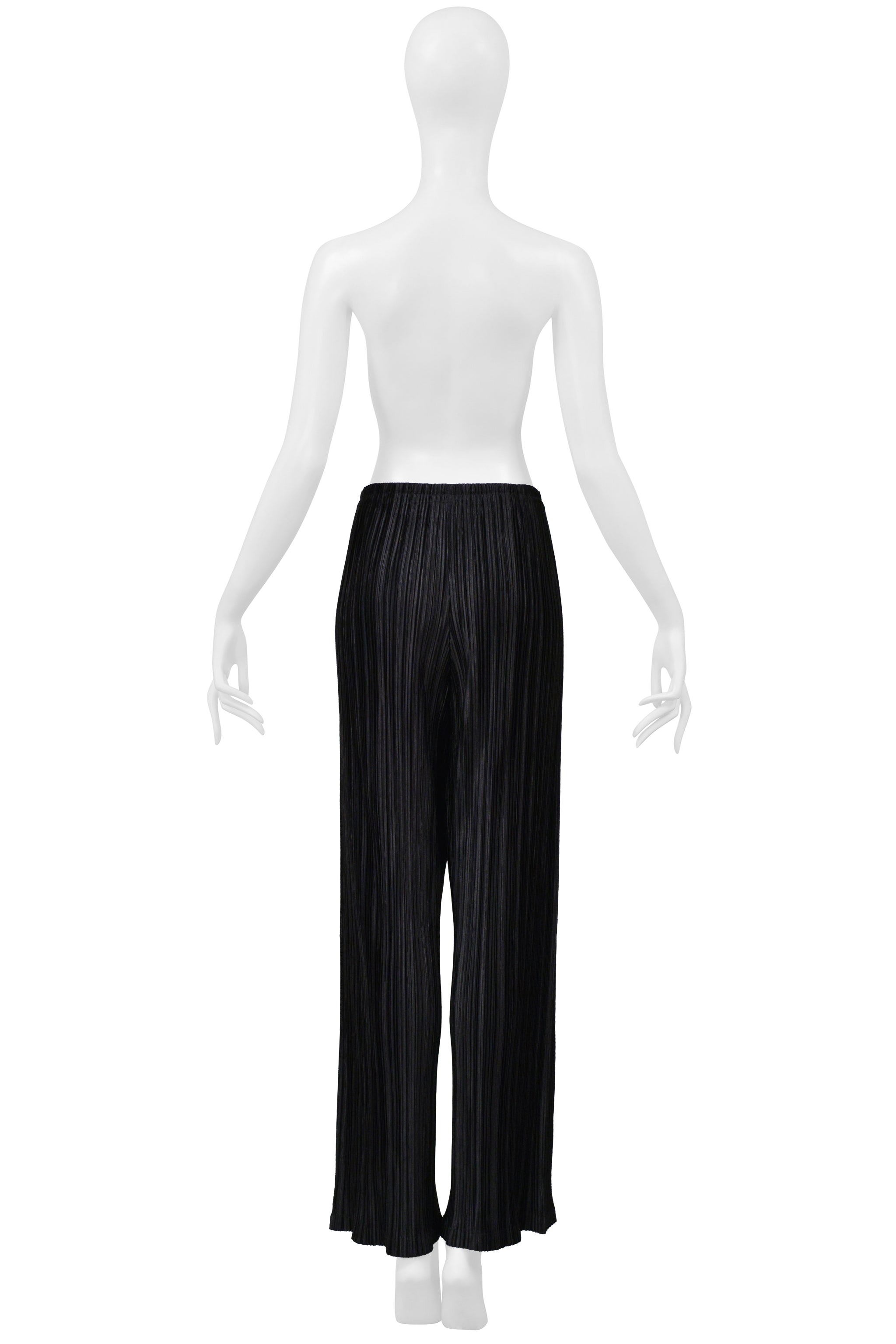 ISSEY MIYAKE 1998-99 PLEATS DI MIYAKE BLACK PLEATED STRAIGHT PANTS