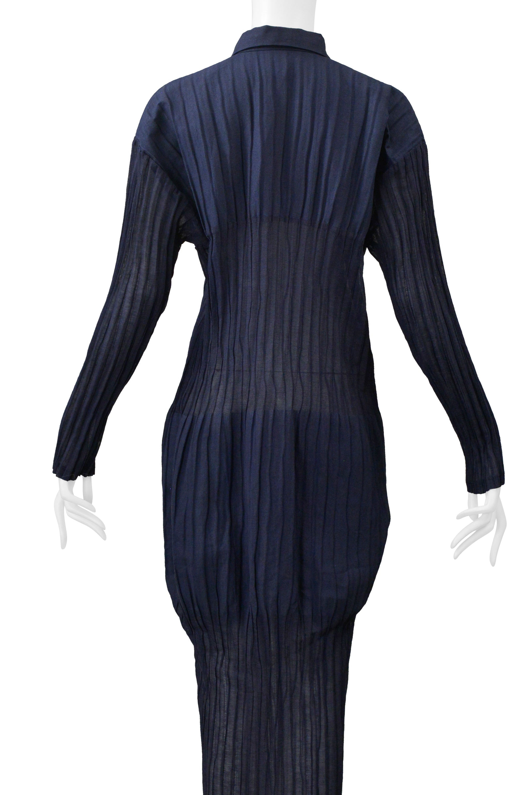 ISSEY MIYAKE INDIGO BLUE "VEILED TUBES" PLEATED DRESS 1998