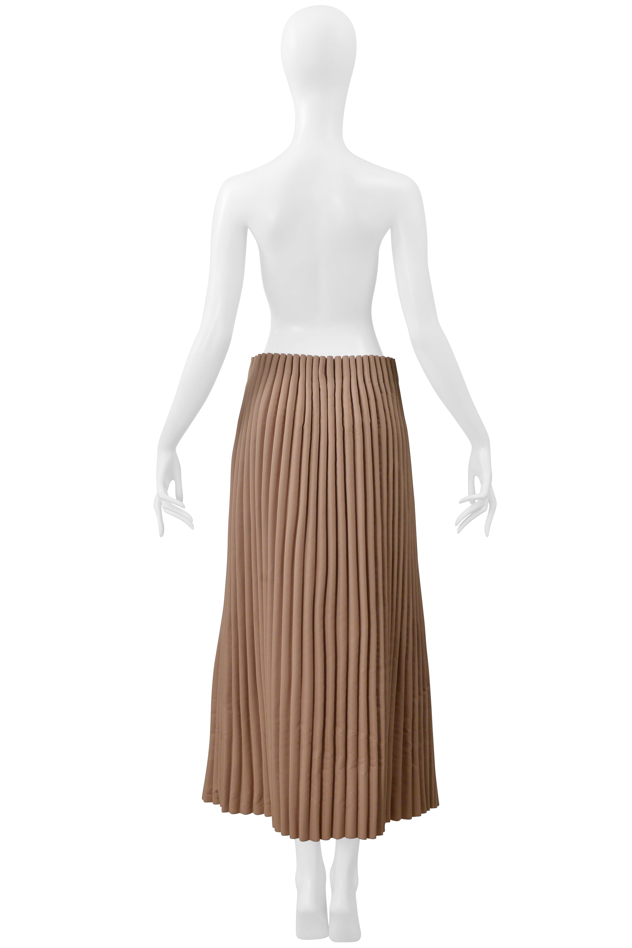 ISSEY MIYAKE BROWN LONG SKIRT WITH ACCORDION PIPE PLEATS 2000-2001
