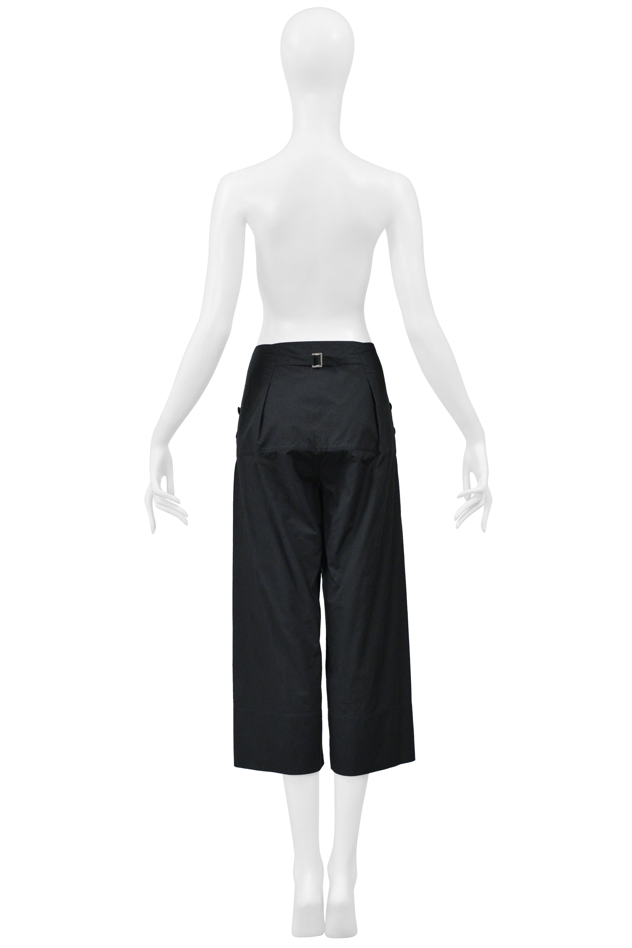 ISSEY MIYAKE BLACK GREEN ENSEMBLE WITH BOAT NECK TOP AND WIDE LEG TROUSERS 2001
