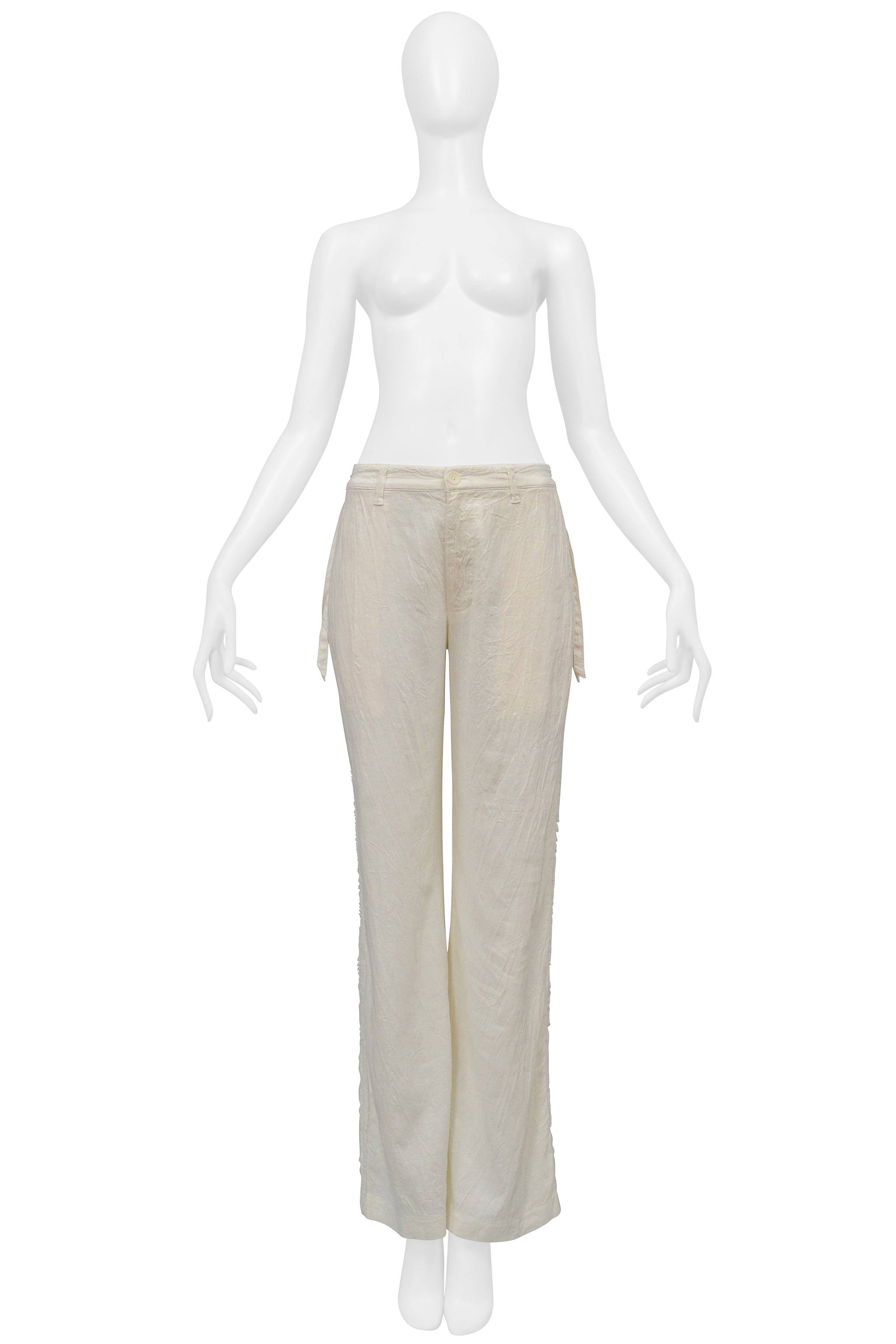 ISSEY MIYAKE OFF WHITE PANTS WITH APRON