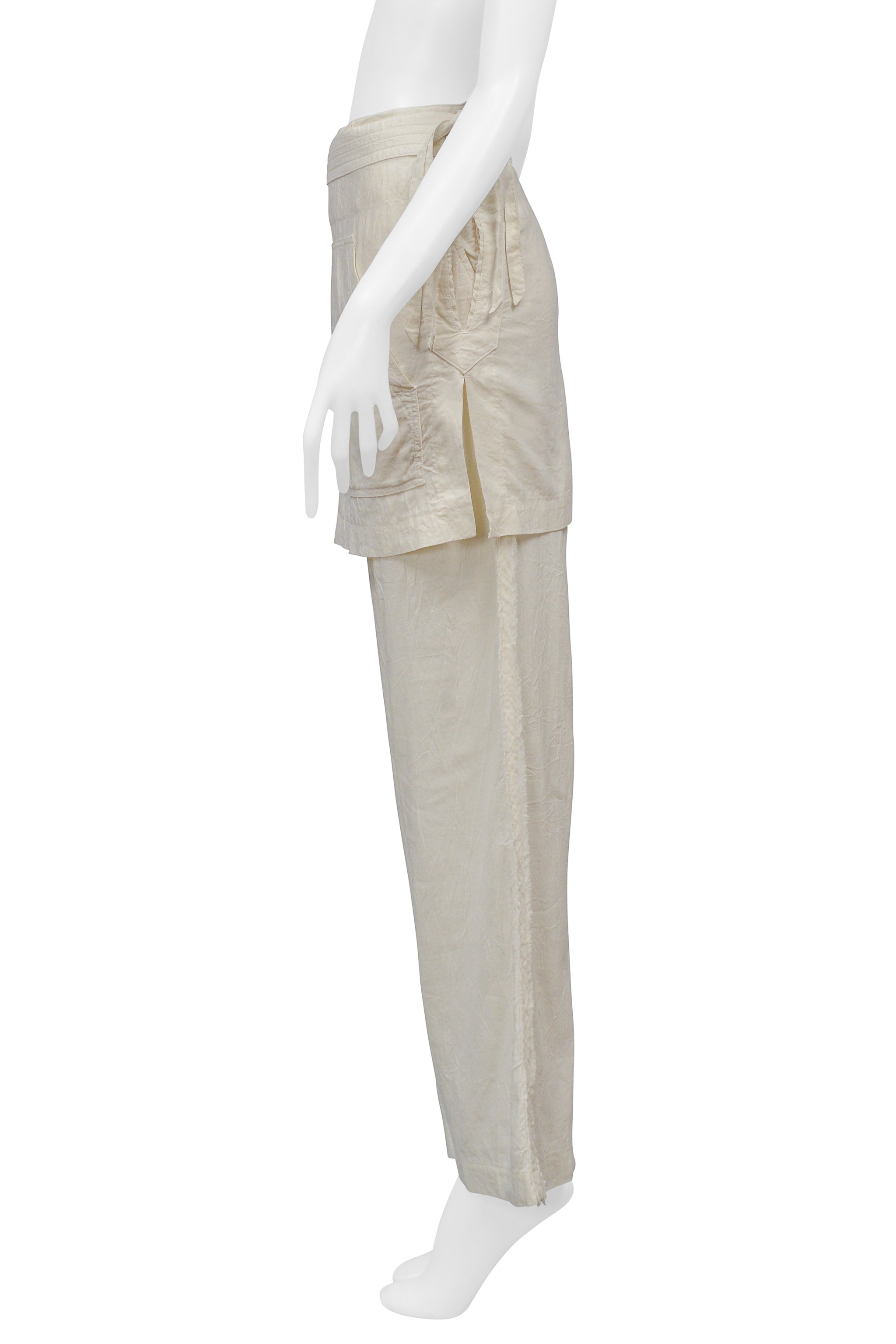 ISSEY MIYAKE OFF WHITE PANTS WITH APRON
