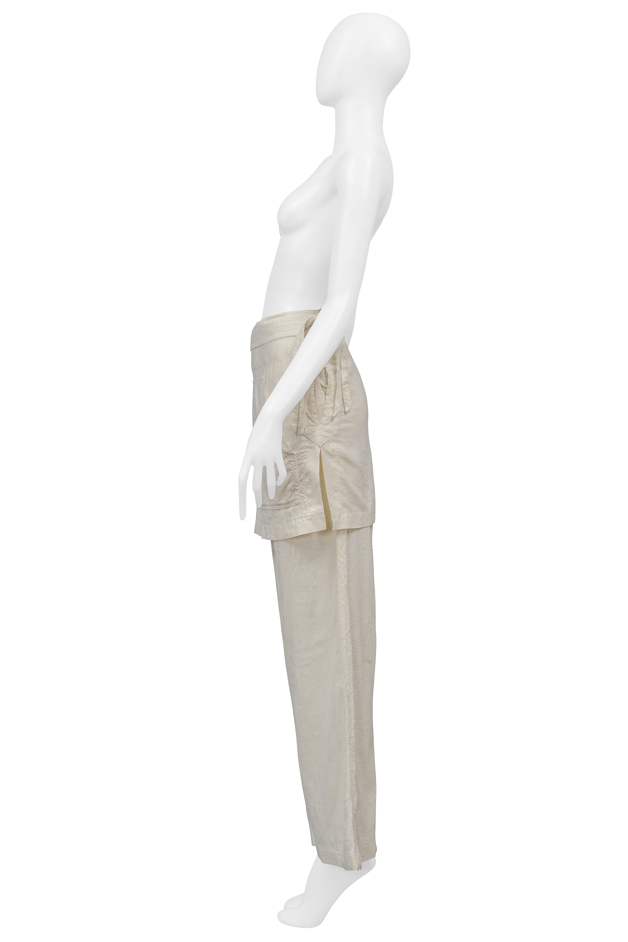ISSEY MIYAKE OFF WHITE PANTS WITH APRON