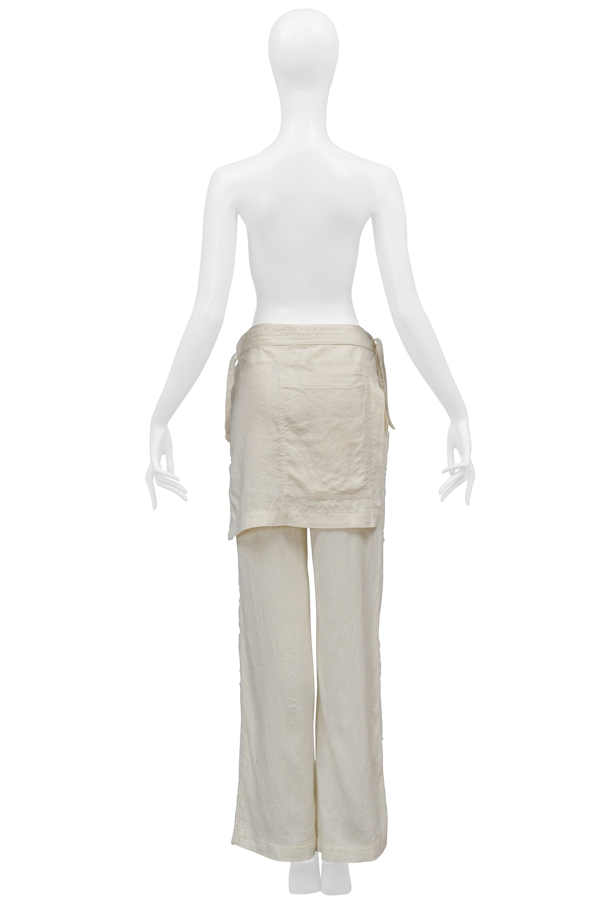 ISSEY MIYAKE OFF WHITE PANTS WITH APRON