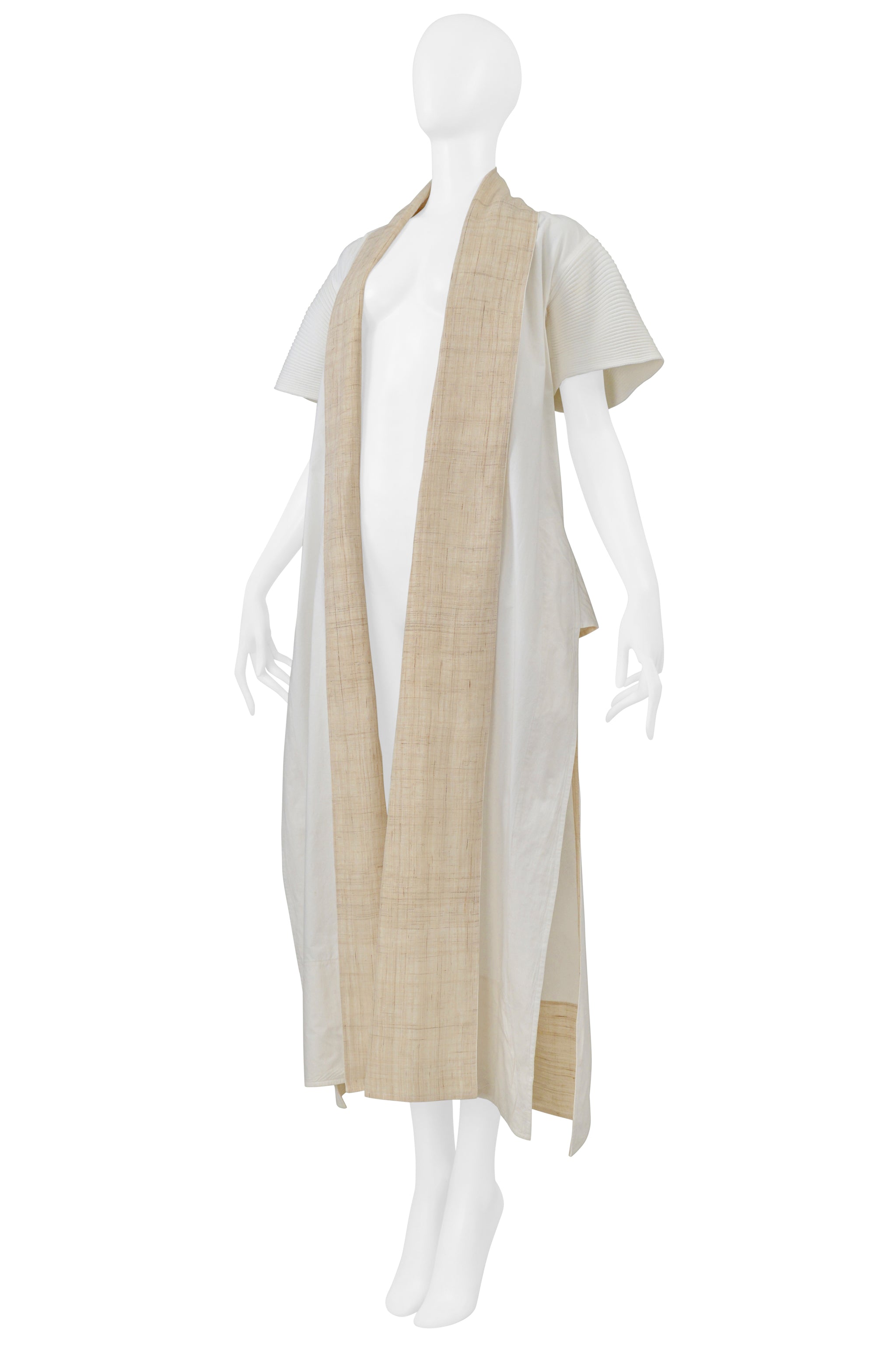 ISSEY MIYAKE OFF-WHITE SHORT SLEEVE KIMONO COAT 2001