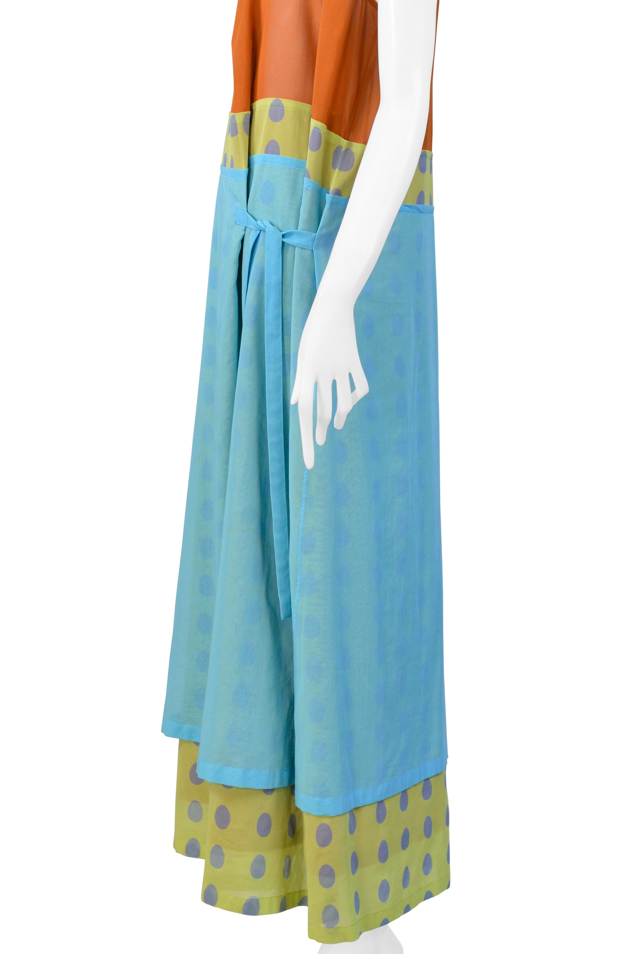 ISSEY MIYAKE ORANGE AND BLUE POLKA DOT DRESS 2001