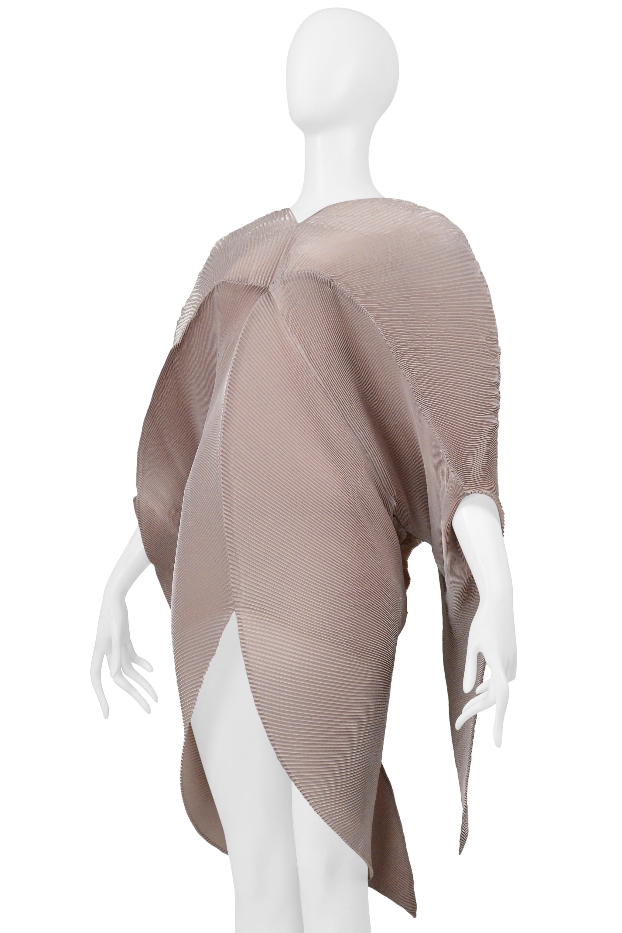ISSEY MIYAKE CHAMPAGNE PLEATED ORGANIC SCULPTURAL DRESS 2001