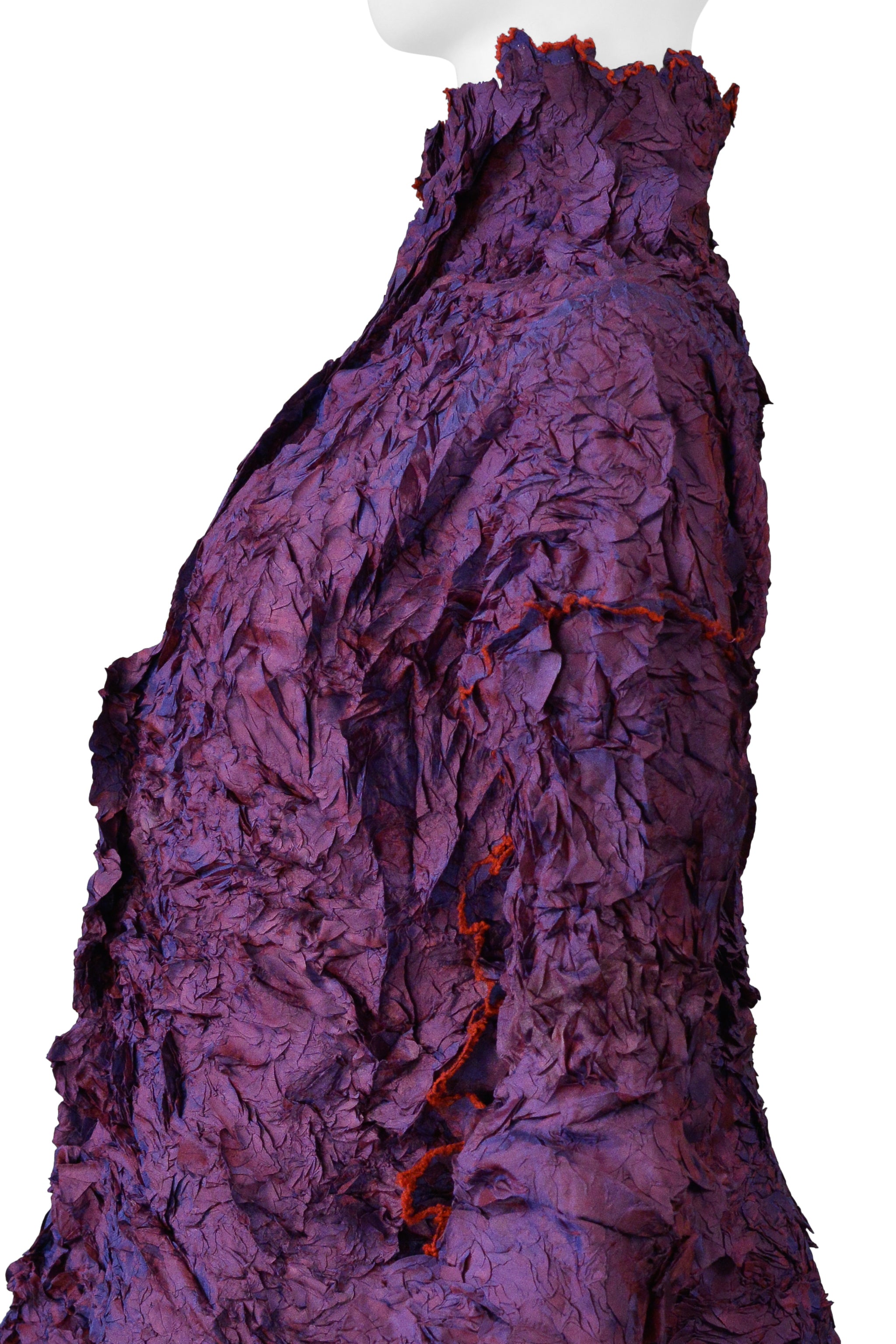 ISSEY MIYAKE PLEATS DI MIYAKE PURPLE HIGH NECK LONG SLEEVE TOP 2002-03