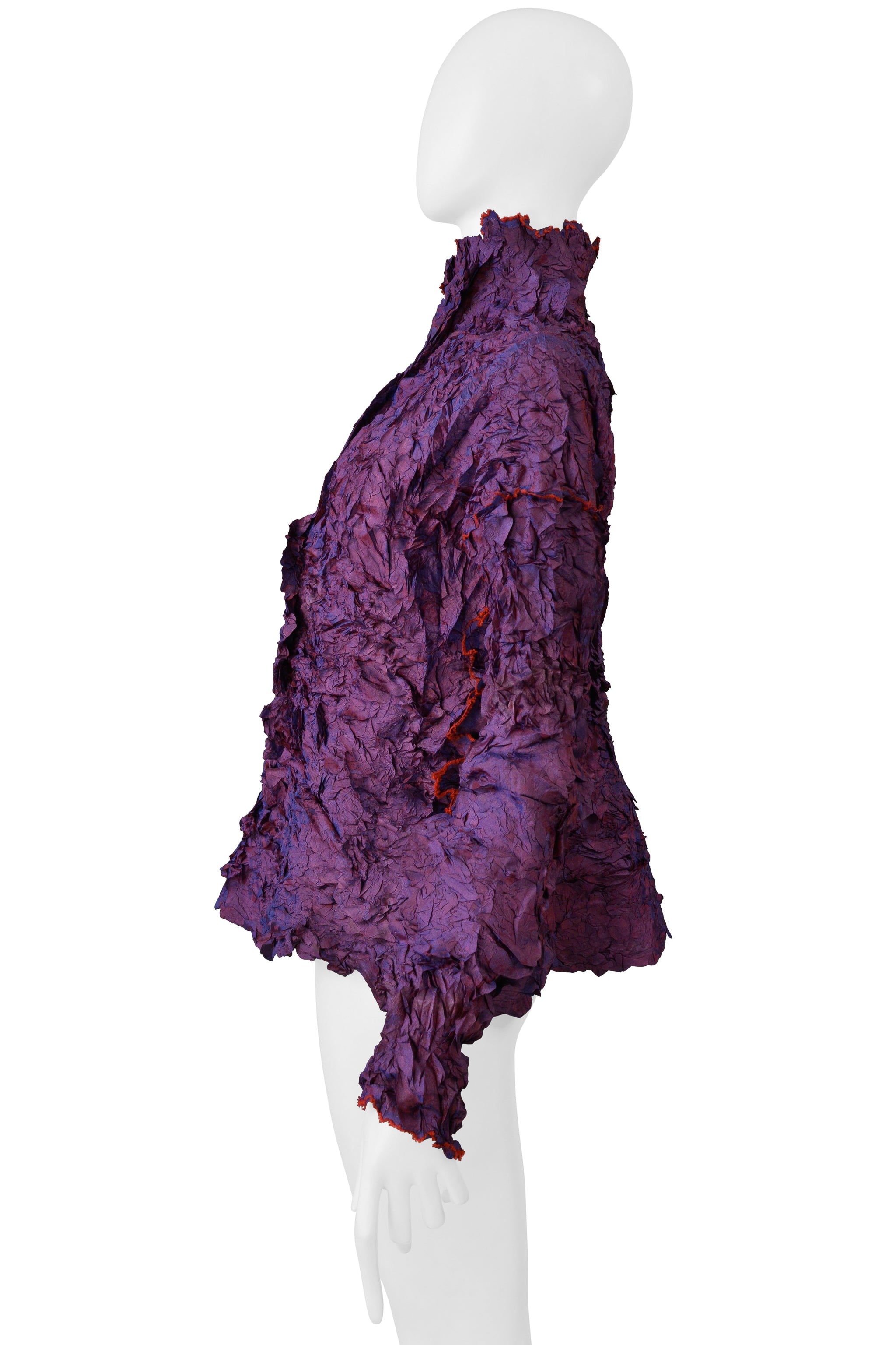 ISSEY MIYAKE PLEATS DI MIYAKE PURPLE HIGH NECK LONG SLEEVE TOP 2002-03