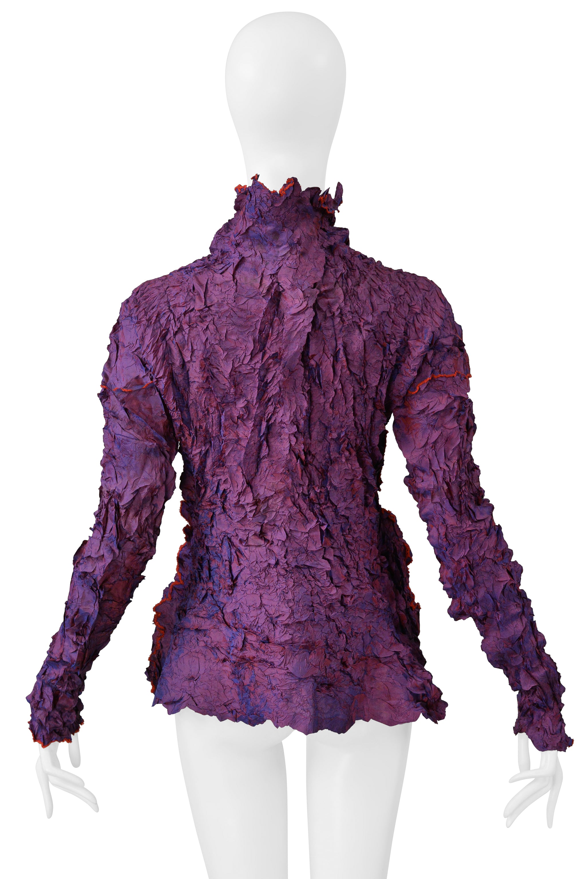 ISSEY MIYAKE PLEATS DI MIYAKE PURPLE HIGH NECK LONG SLEEVE TOP 2002-03