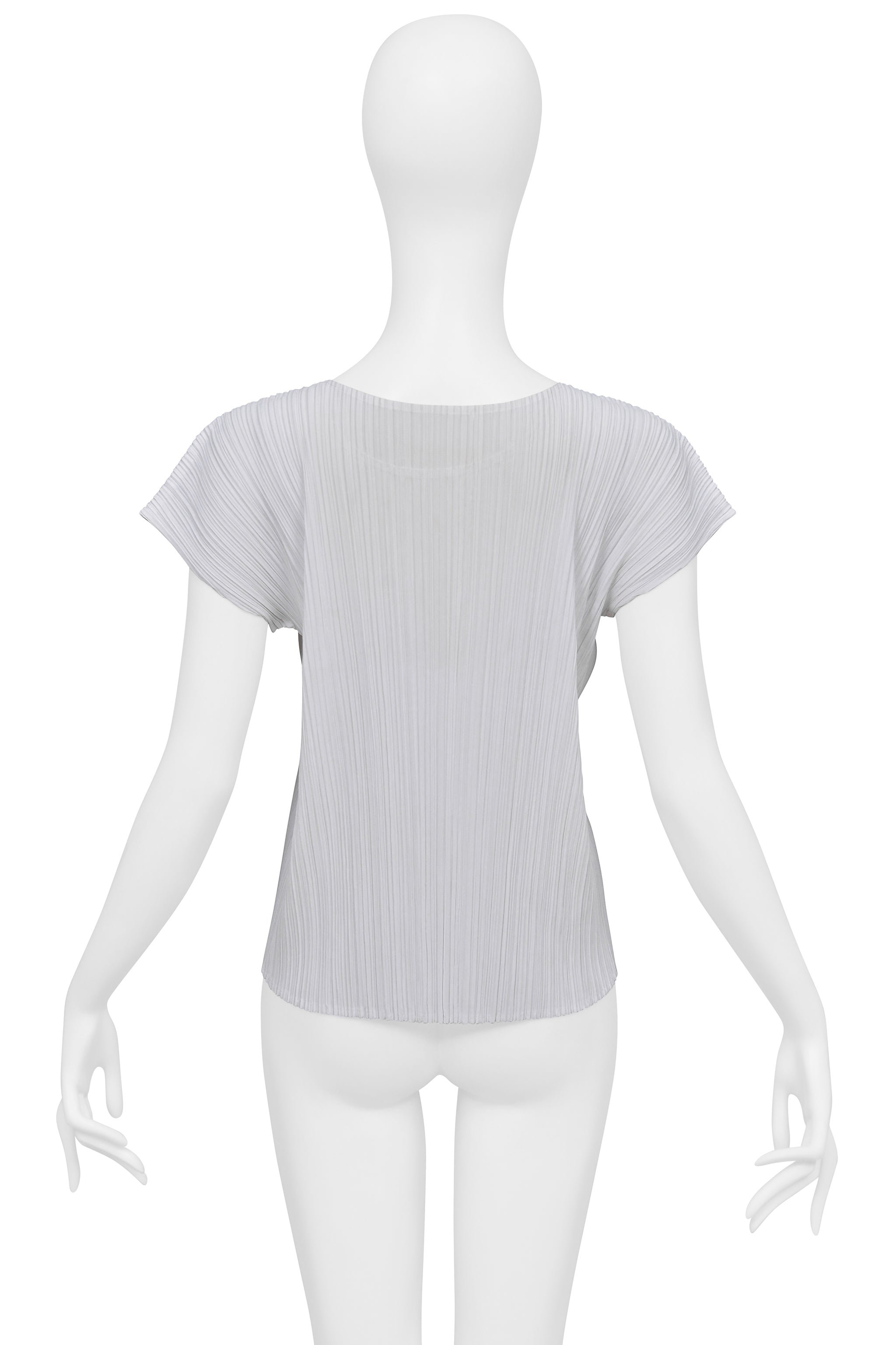 ISSEY MIYAKE PLEATS PLEASE WHITE PLEATED SHELL TOP WITH SHORT SLEEVES 2003