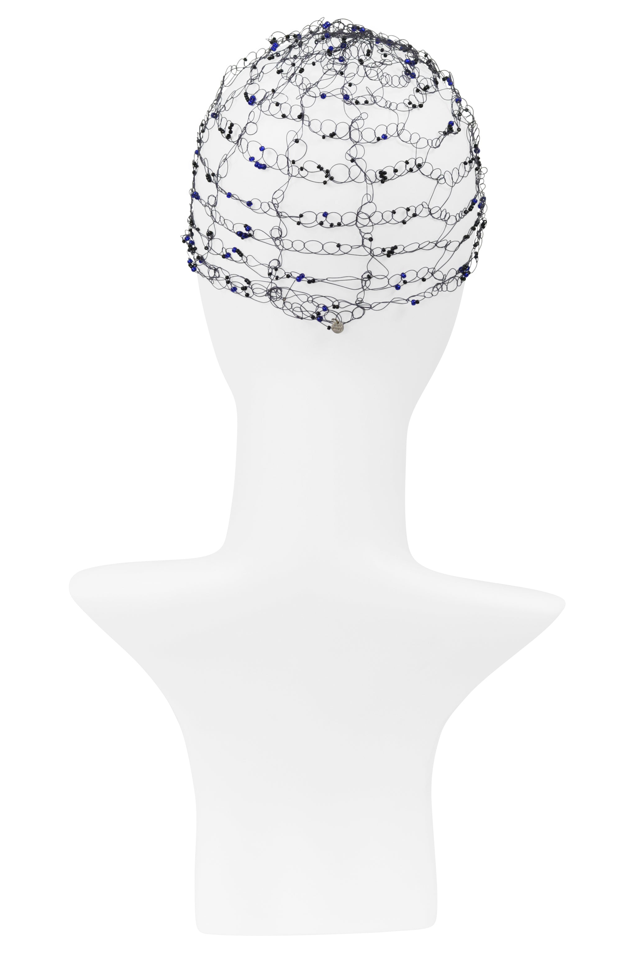 ISSEY MIYAKE BLACK HAIRNET WITH BLUE BEADS