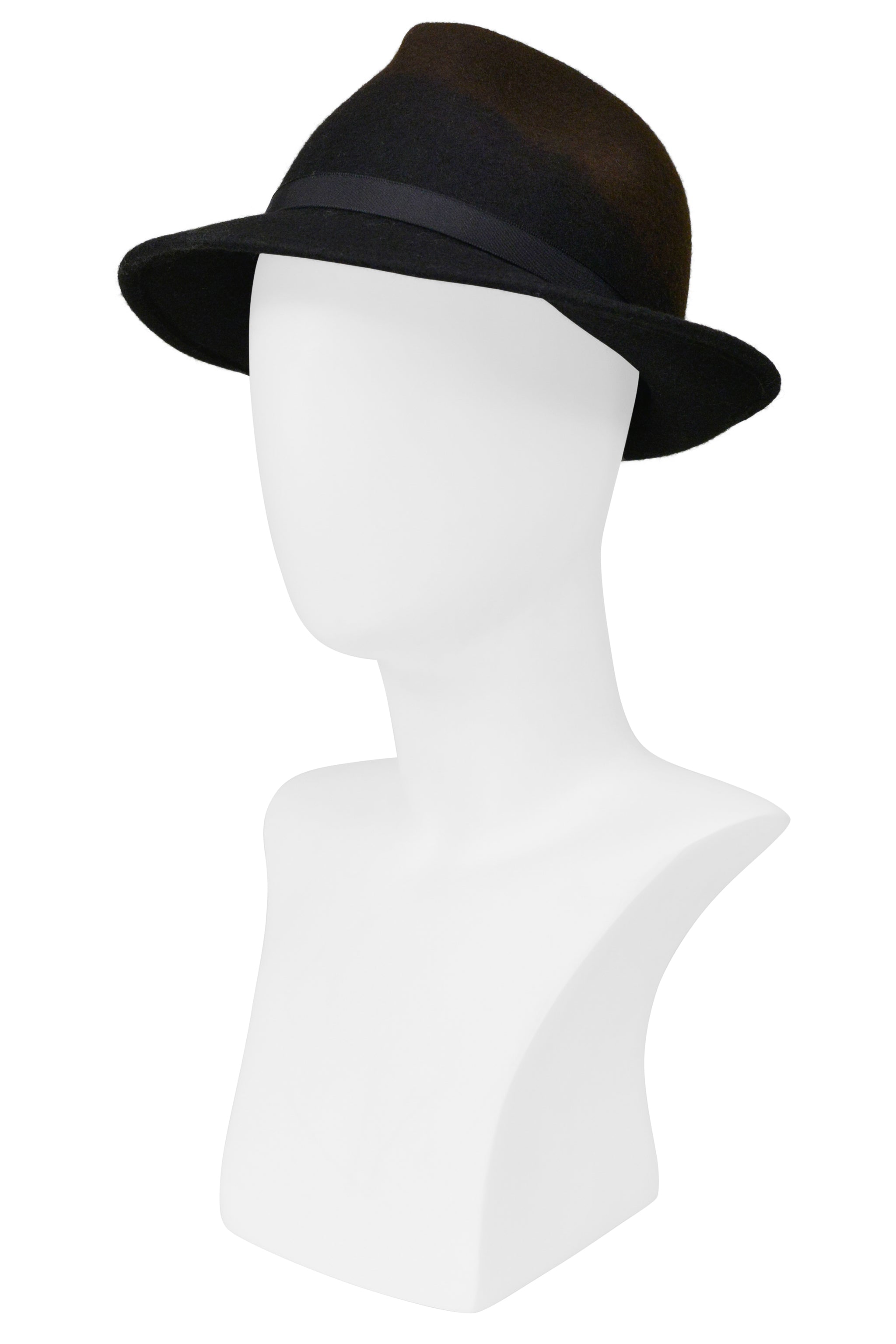 ISSEY MIYAKE BROWN HAT WITH DETACHABLE BLACK FAUX FUR