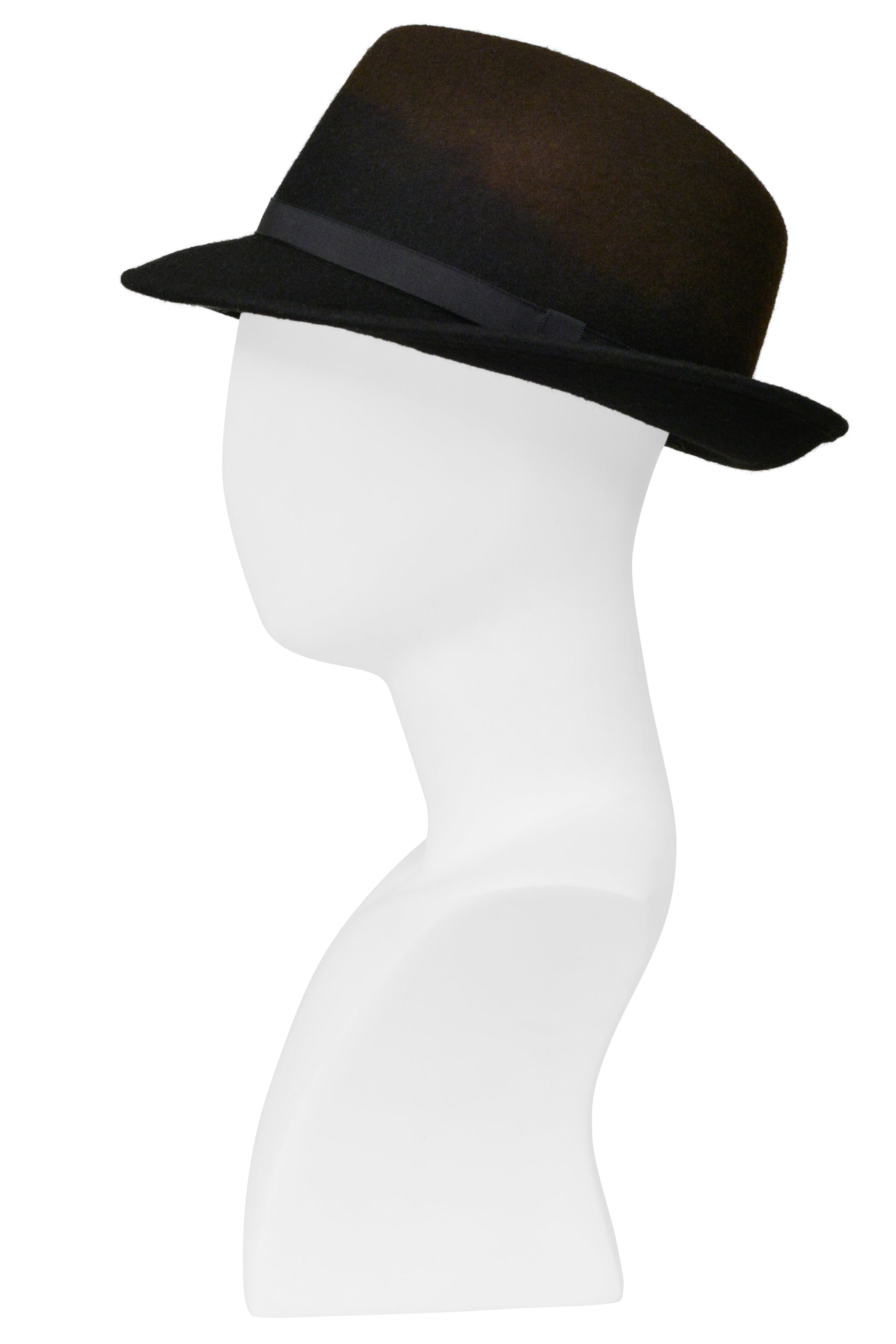 ISSEY MIYAKE BROWN HAT WITH DETACHABLE BLACK FAUX FUR