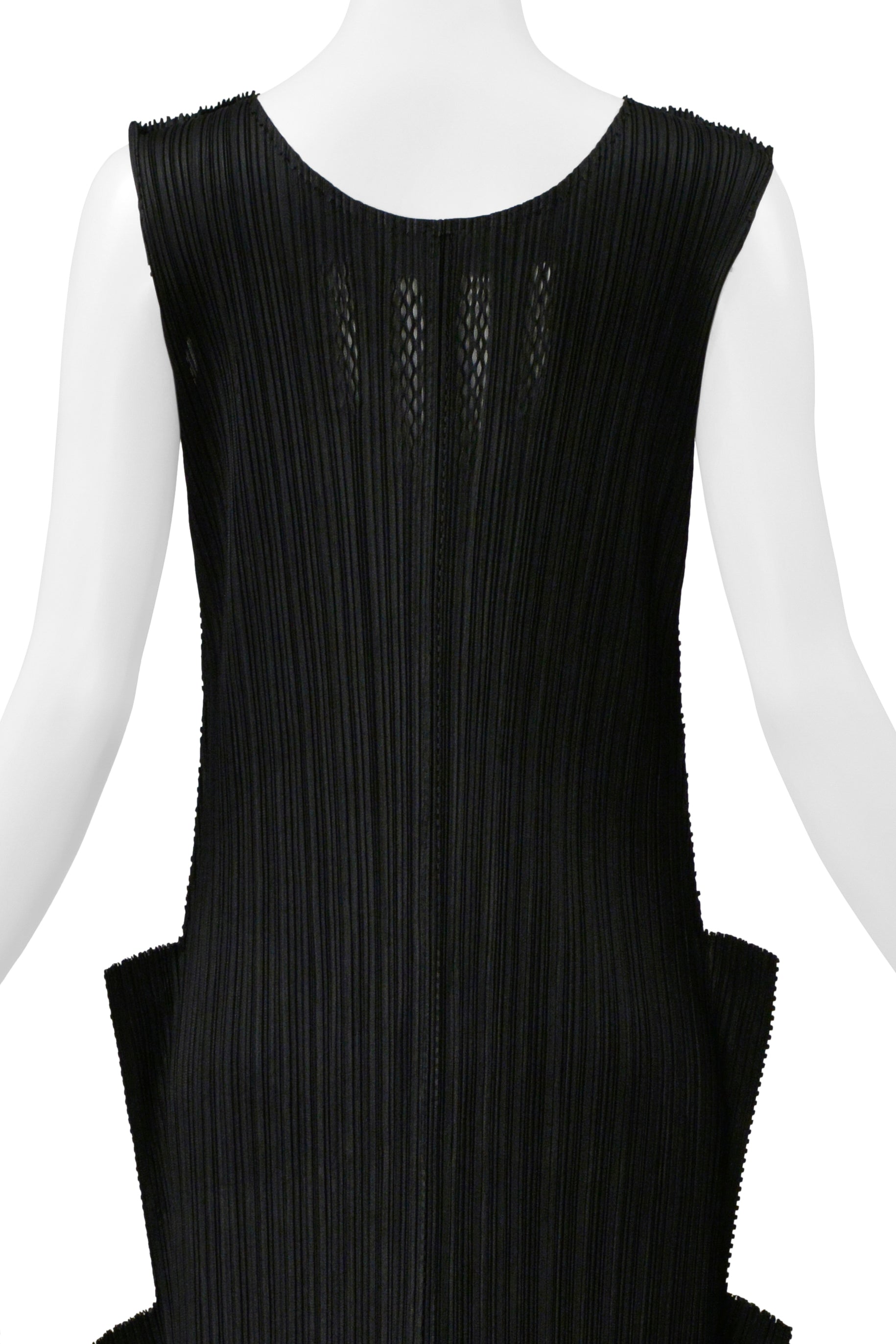 ISSEY MIYAKE PLEATS PLEASE BLACK "STAIRCASE" PLEATS DRESS WITH LASER CUT DETAILS