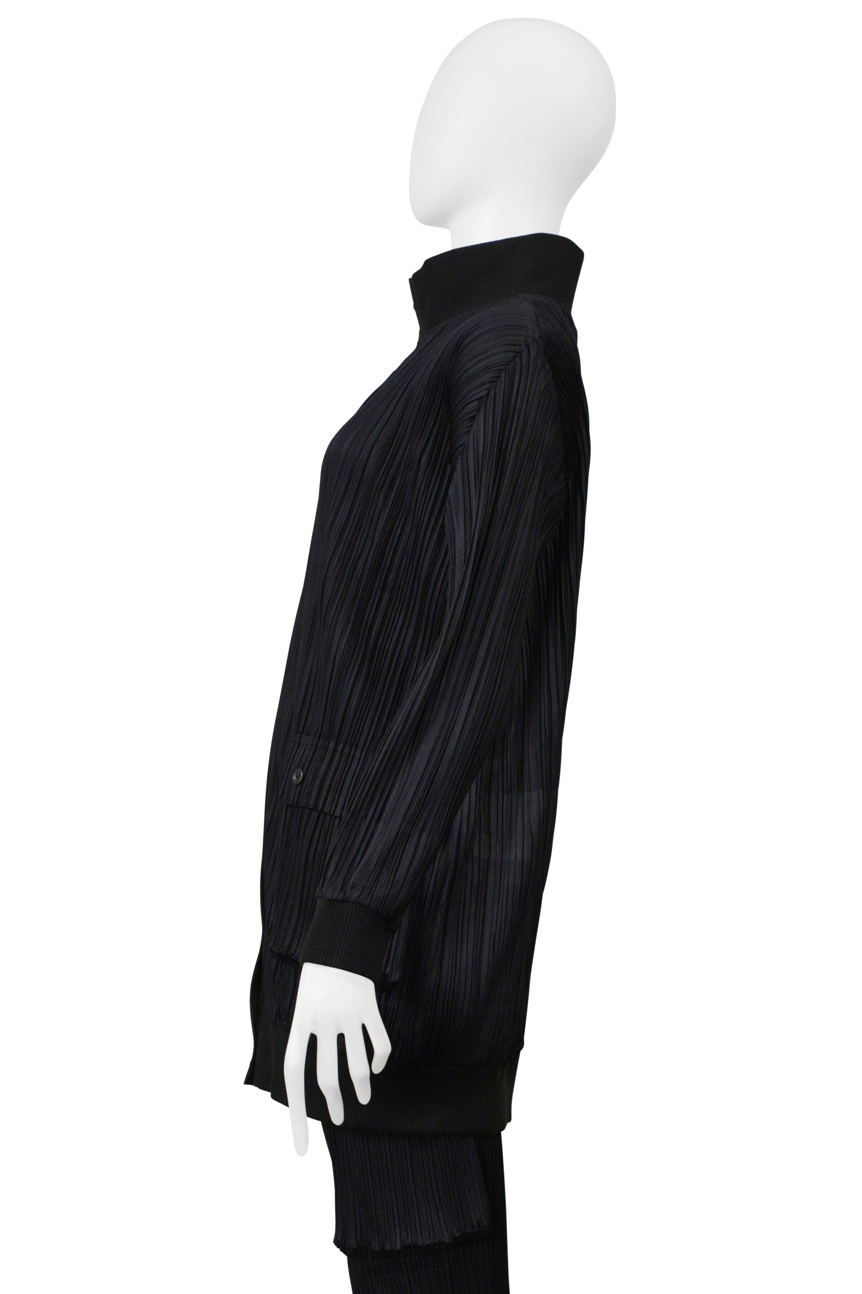 ISSEY MIYAKE BLACK PLEATED TRACK SUIT WITH LARGE POCKETS 2004