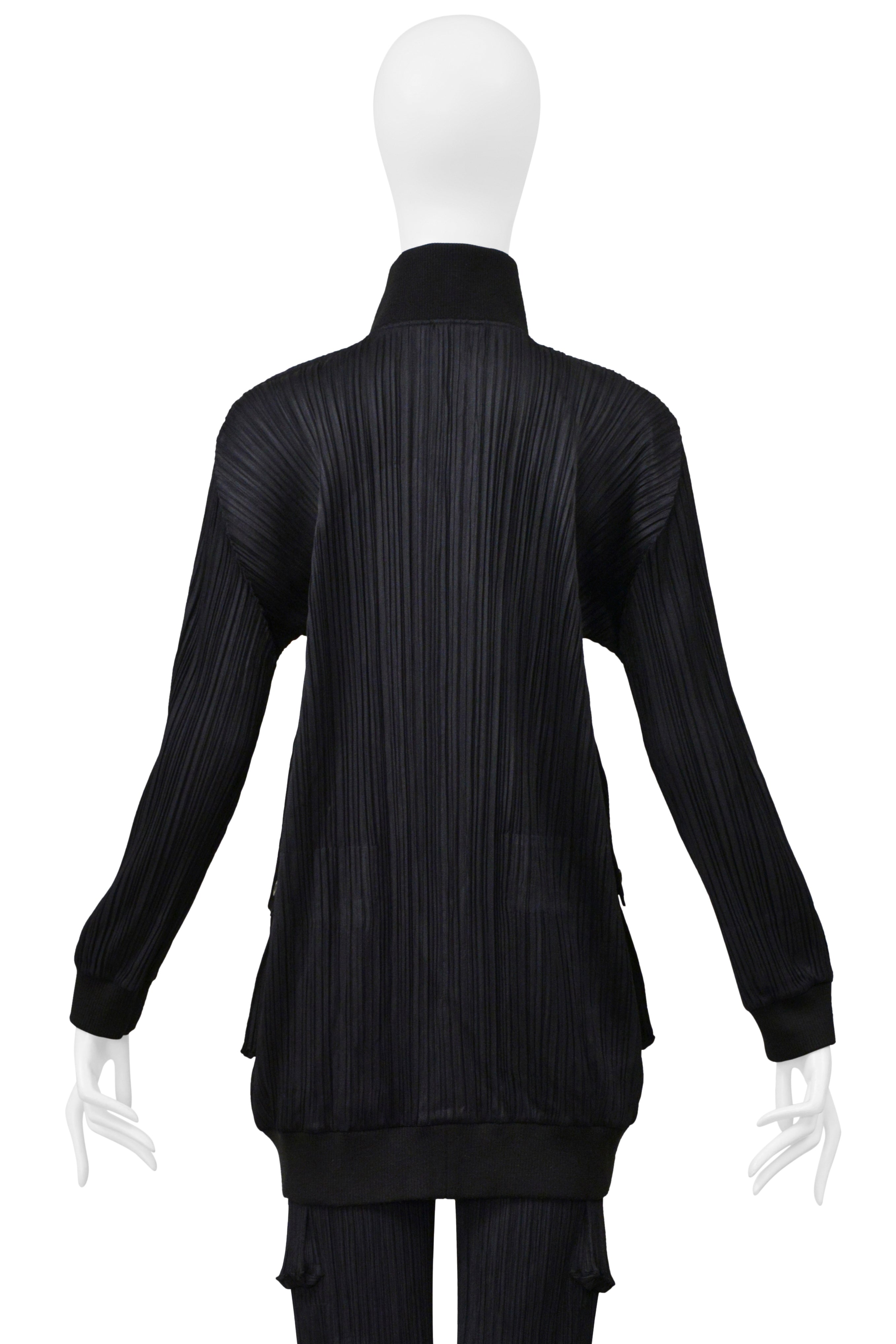 ISSEY MIYAKE BLACK PLEATED TRACK SUIT WITH LARGE POCKETS 2004