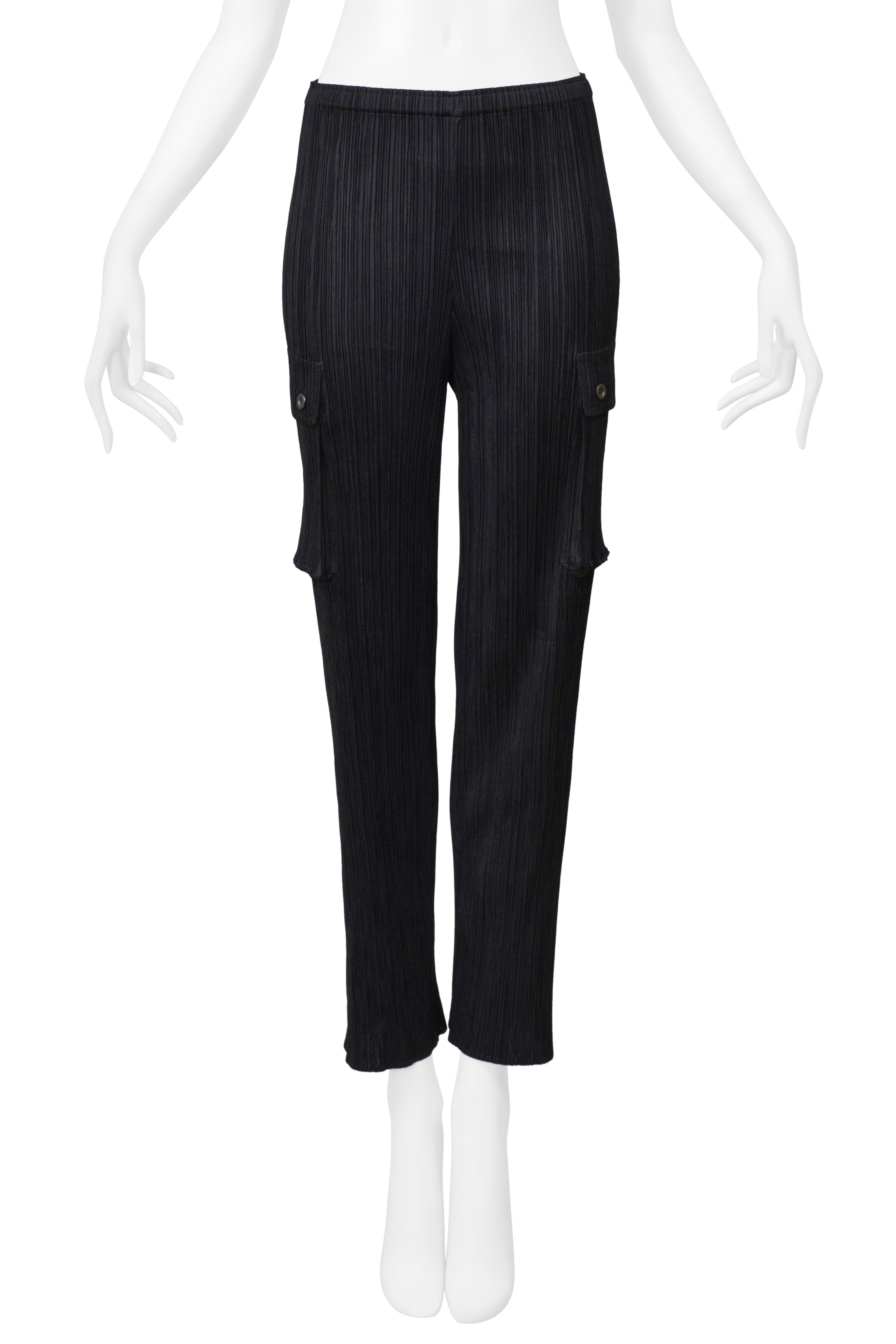 ISSEY MIYAKE BLACK PLEATED TRACK SUIT WITH LARGE POCKETS 2004