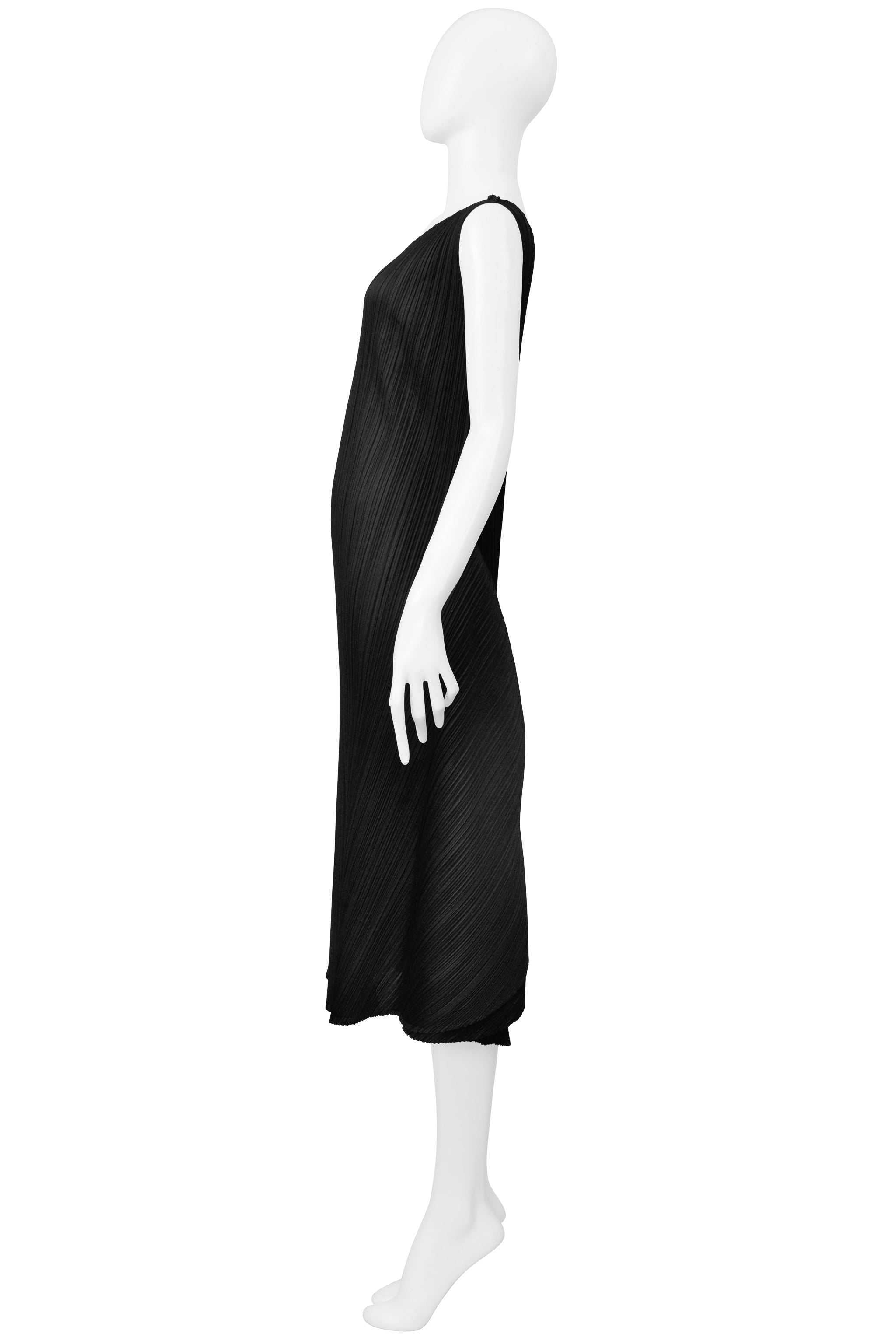 ISSEY MIYAKE BLACK CONCEPT DRESS WITH BACK PANELS SS 2005